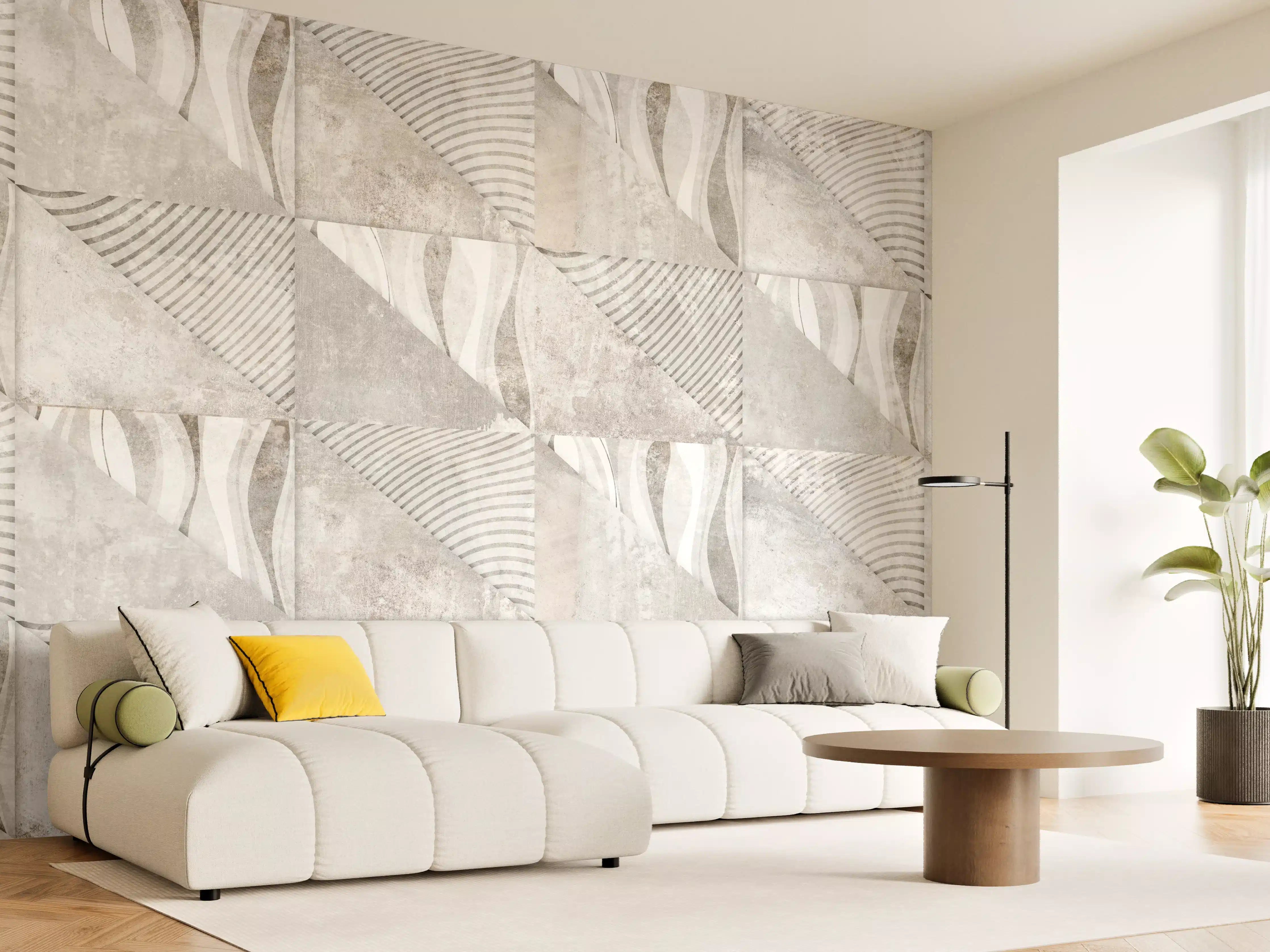 Wandverkleidung Wohnzimmer - Weiß-Graue Beton-Textur Muster