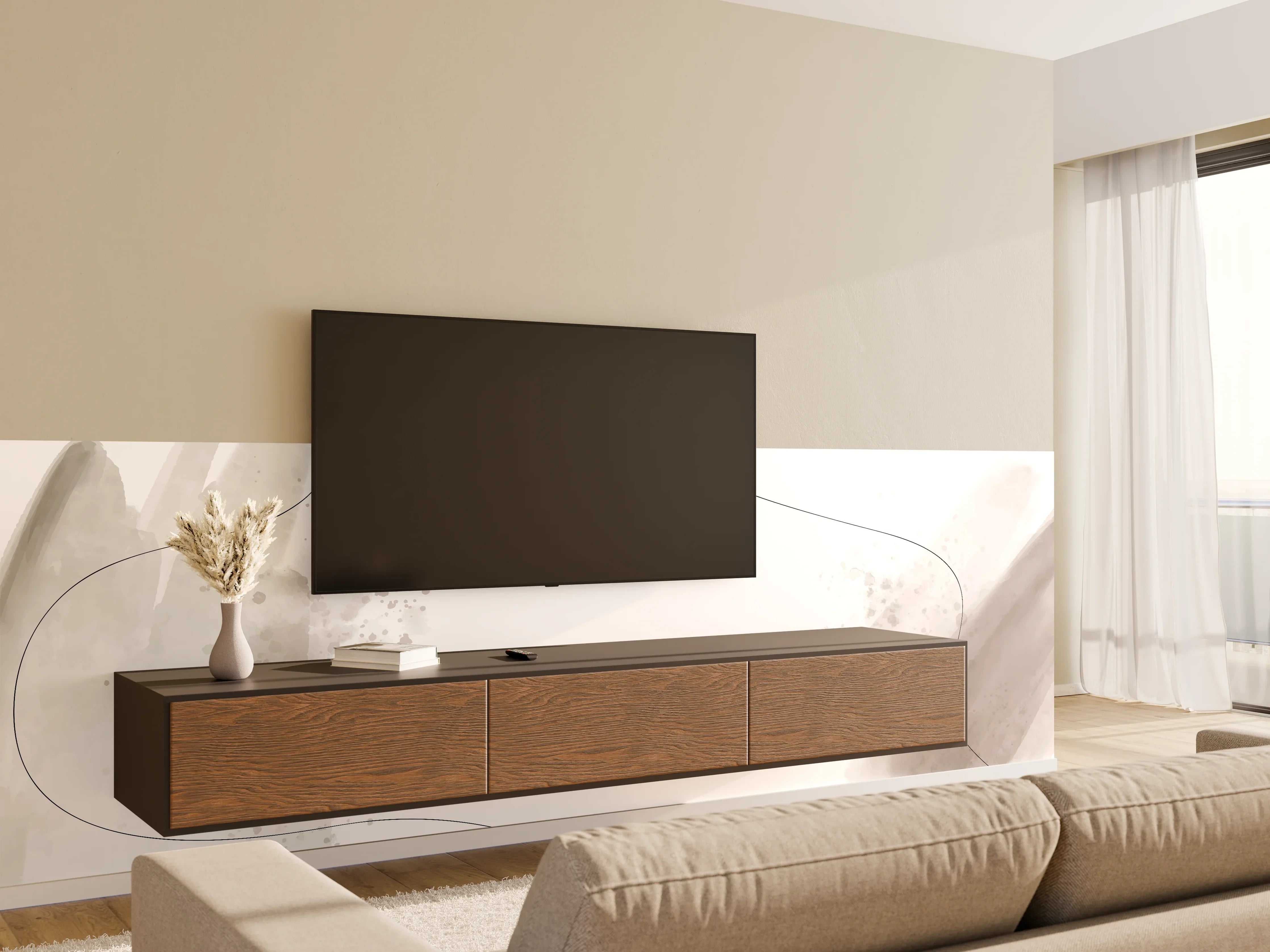 Wandverkleidung Wohnzimmer - Weiß-Graue Eleganz Textur