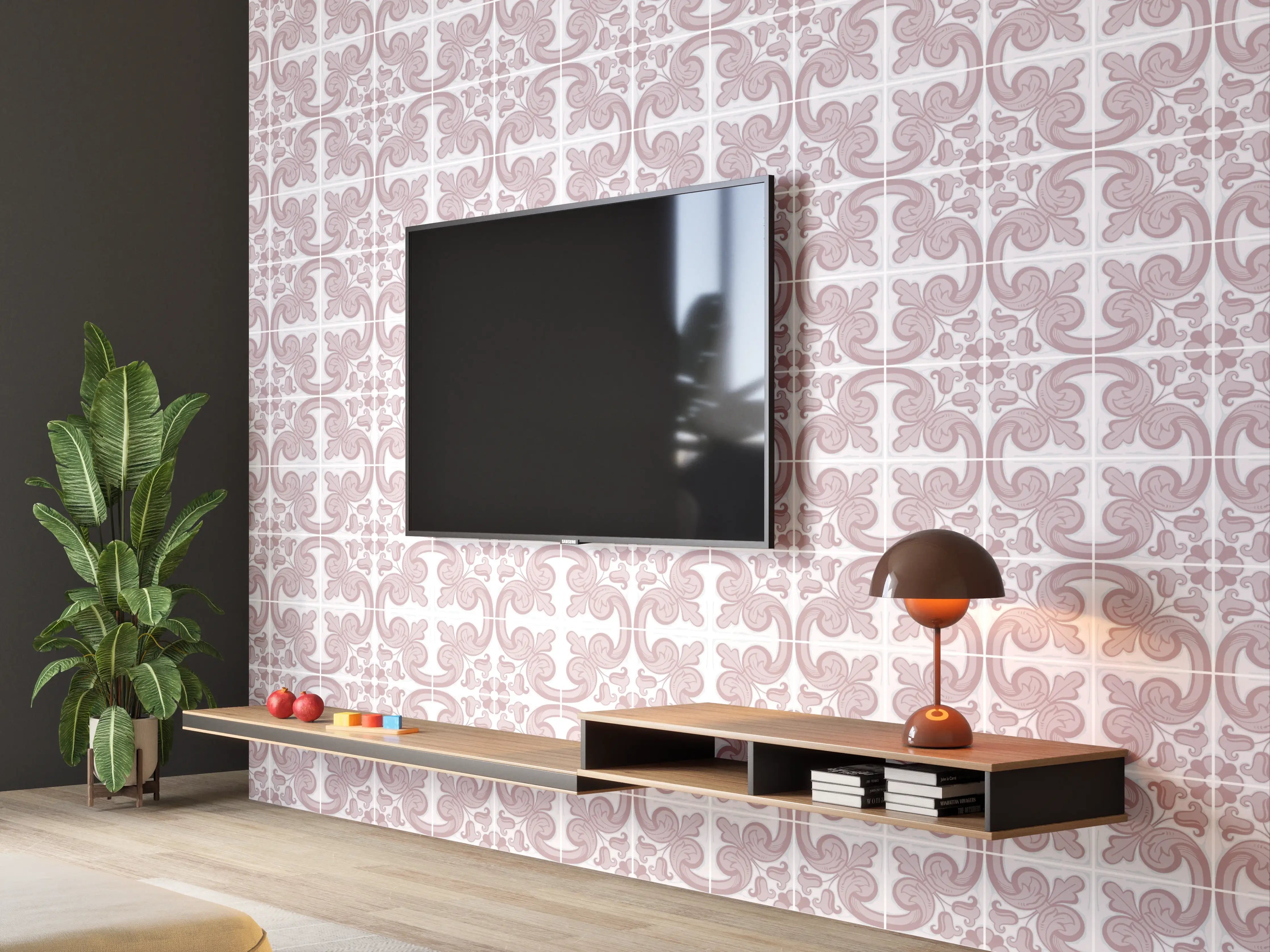 Wandverkleidung Wohnzimmer - Weiß-Graues Geometrisches Muster