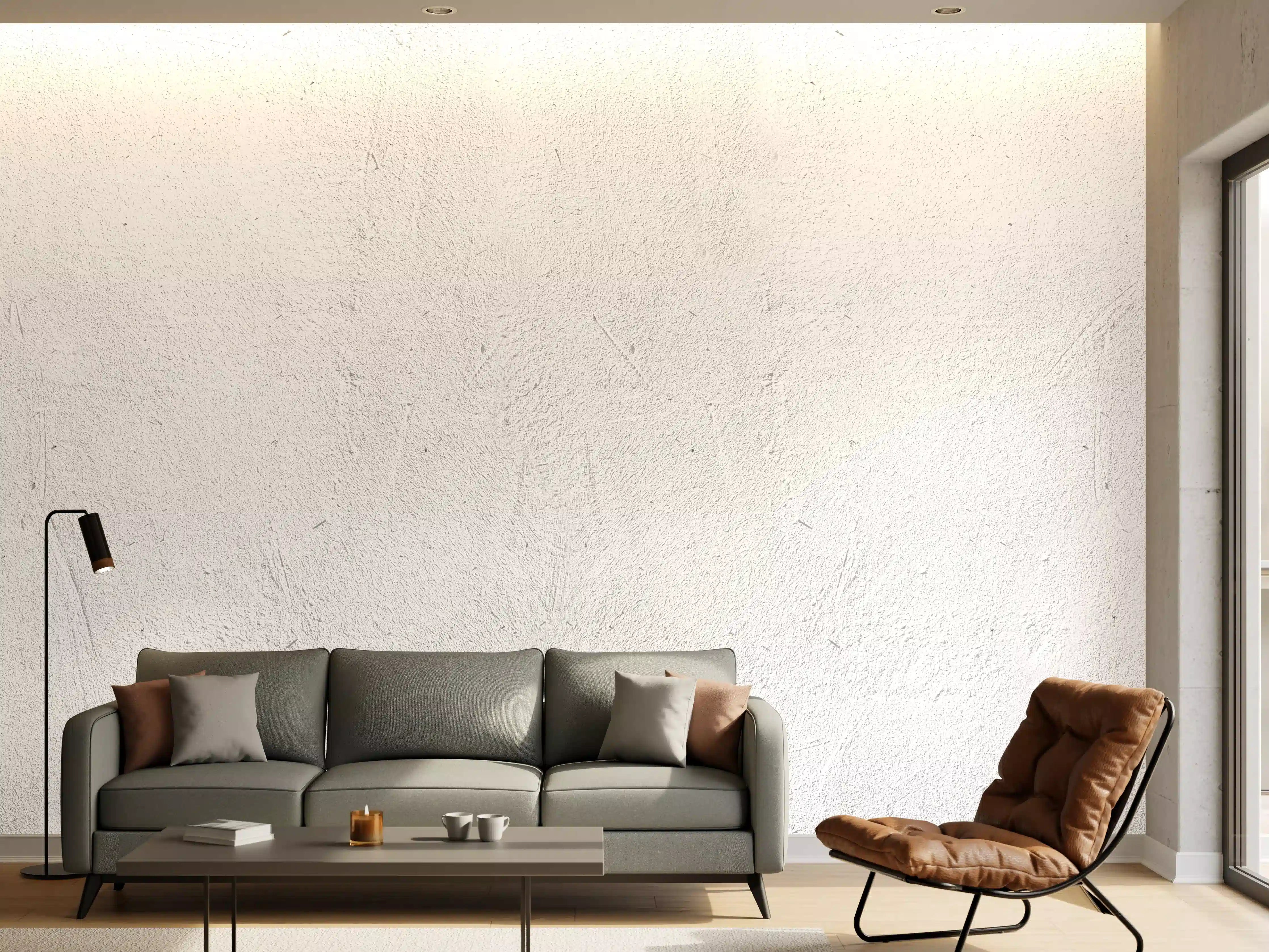 Wandverkleidung Wohnzimmer - Weiß beige Betonwand