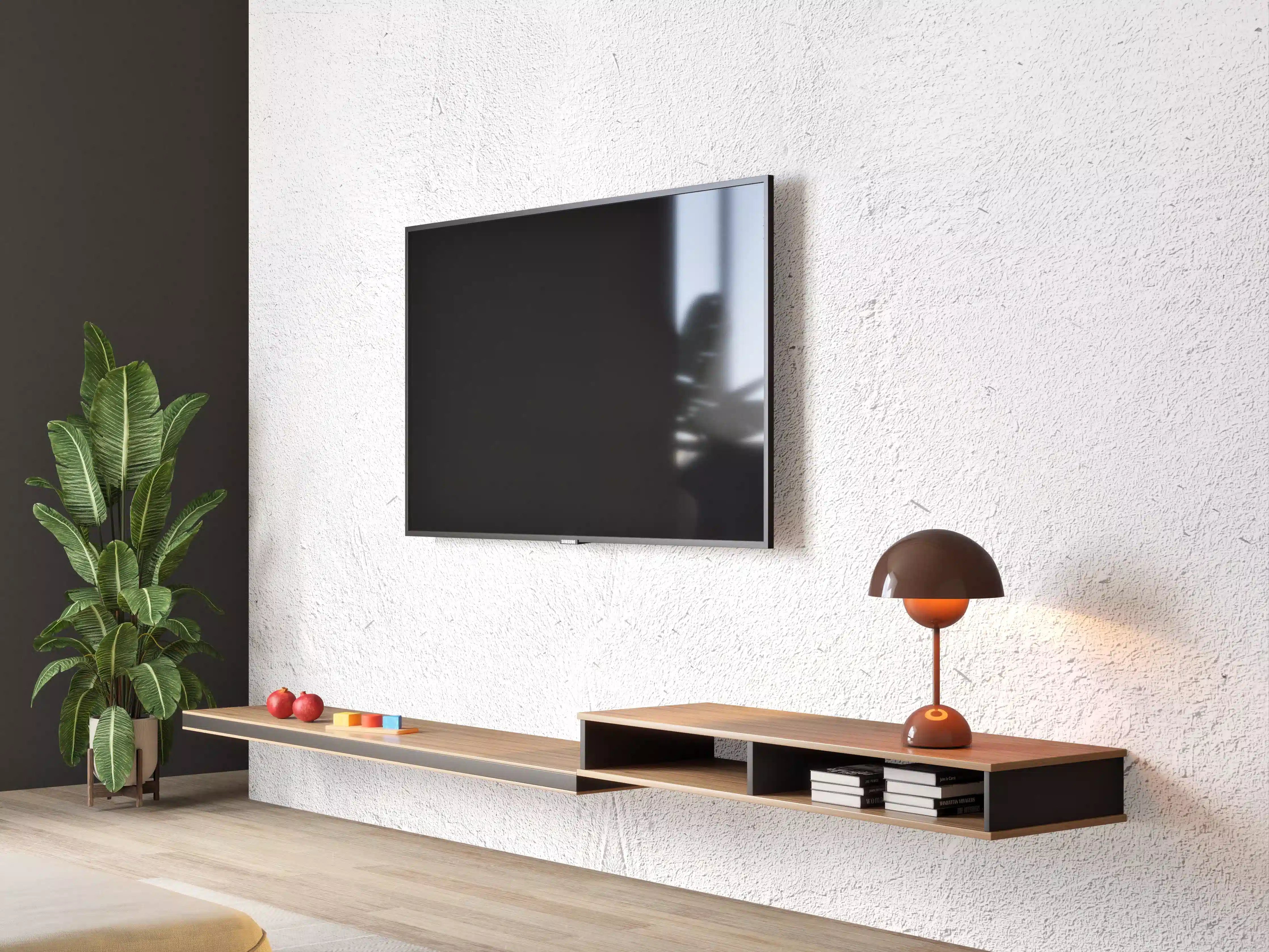 Wandverkleidung Wohnzimmer - Weiß beige Betonwand