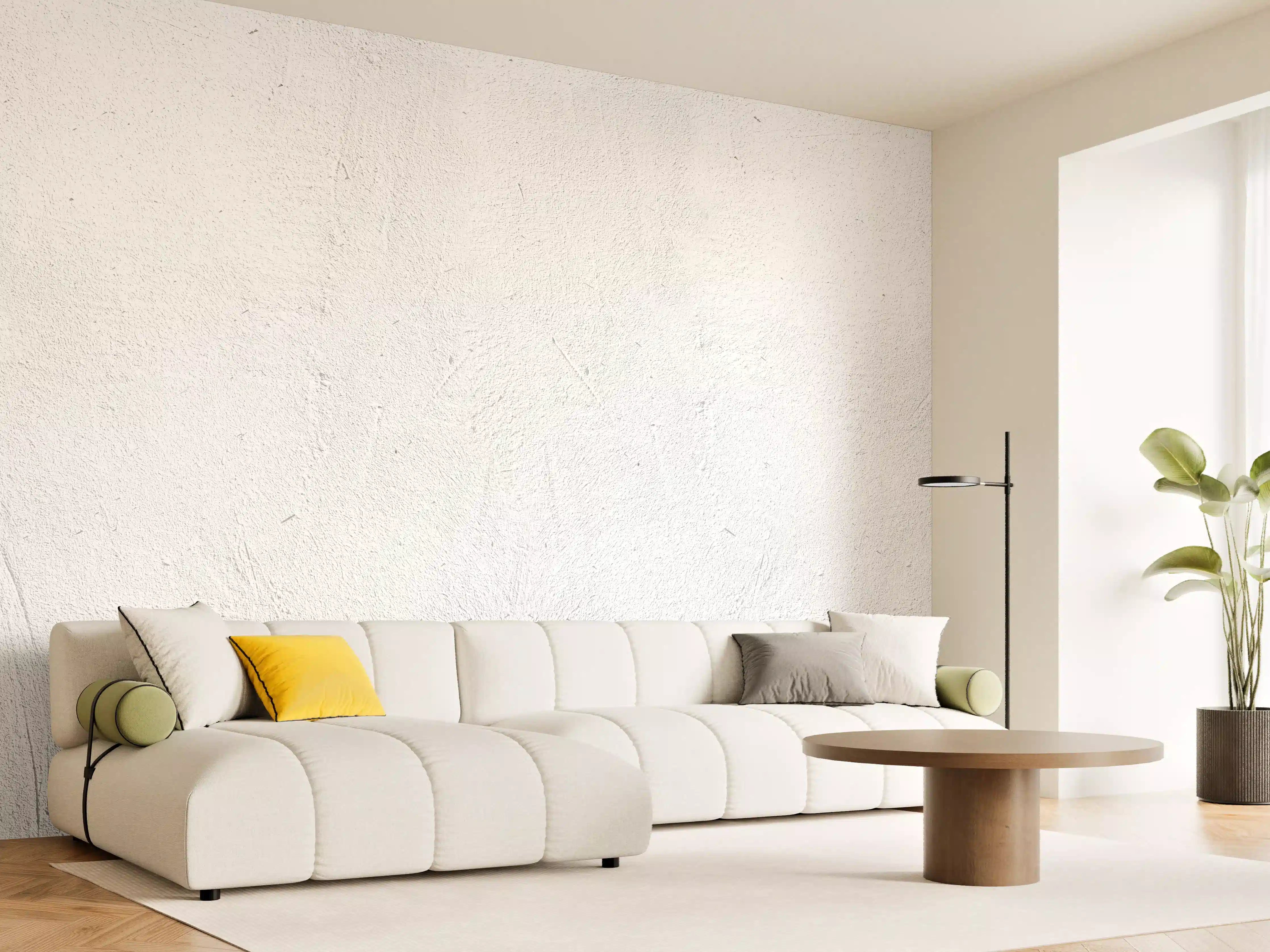 Wandverkleidung Wohnzimmer - Weiß beige Betonwand