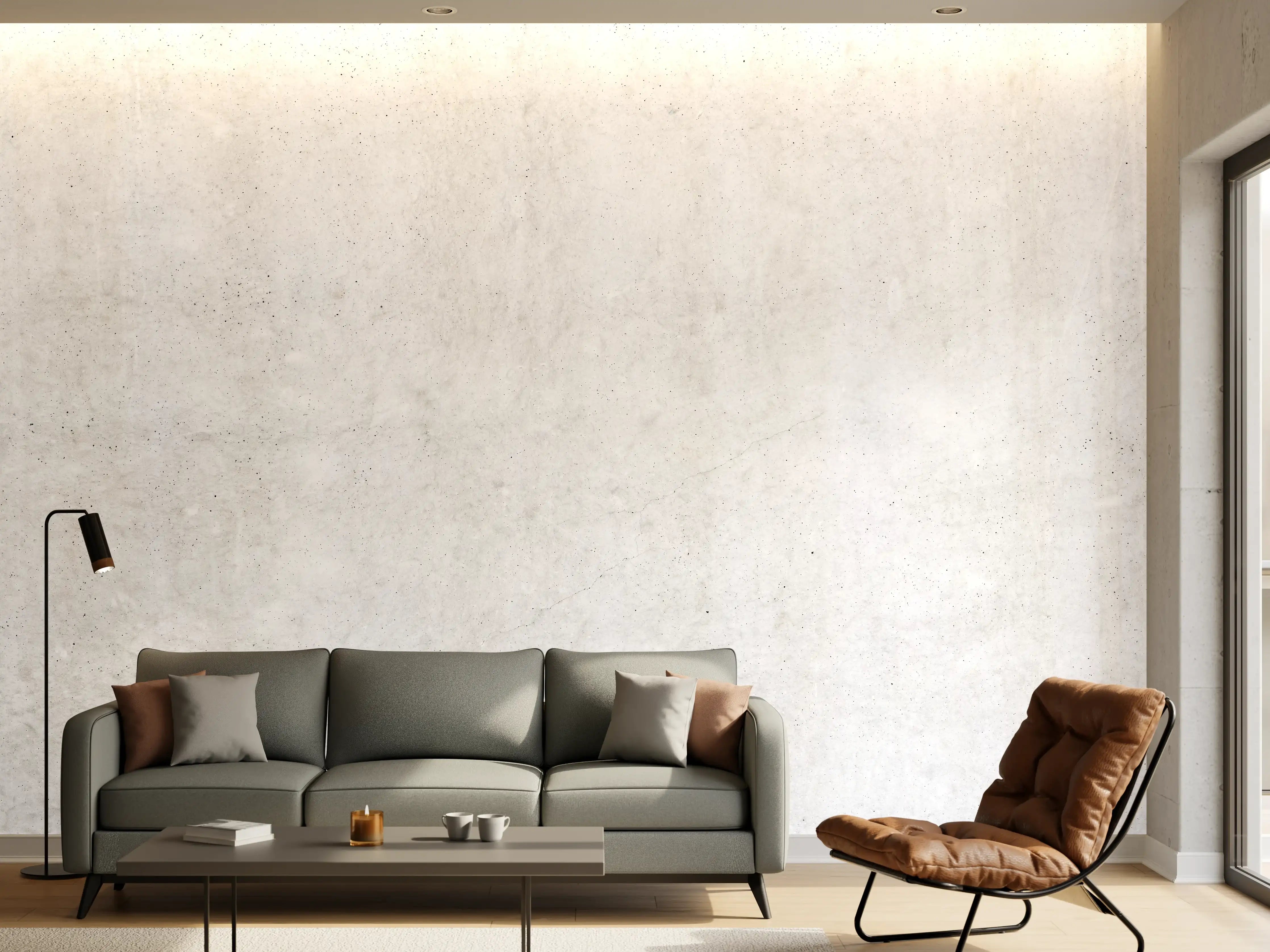 Wandverkleidung Wohnzimmer - Weiß-bläuliche Betonwand