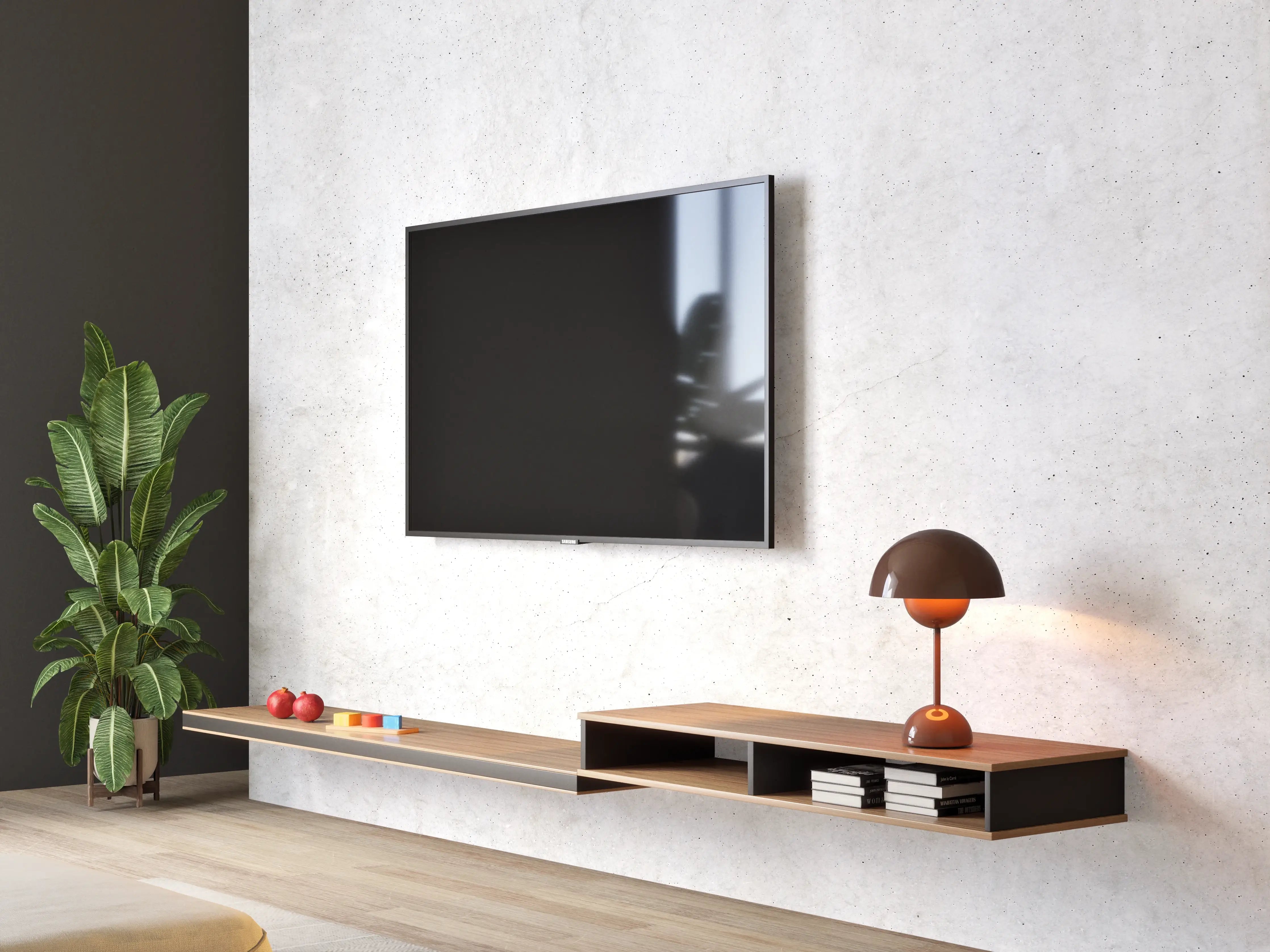 Wandverkleidung Wohnzimmer - Weiß-bläuliche Betonwand