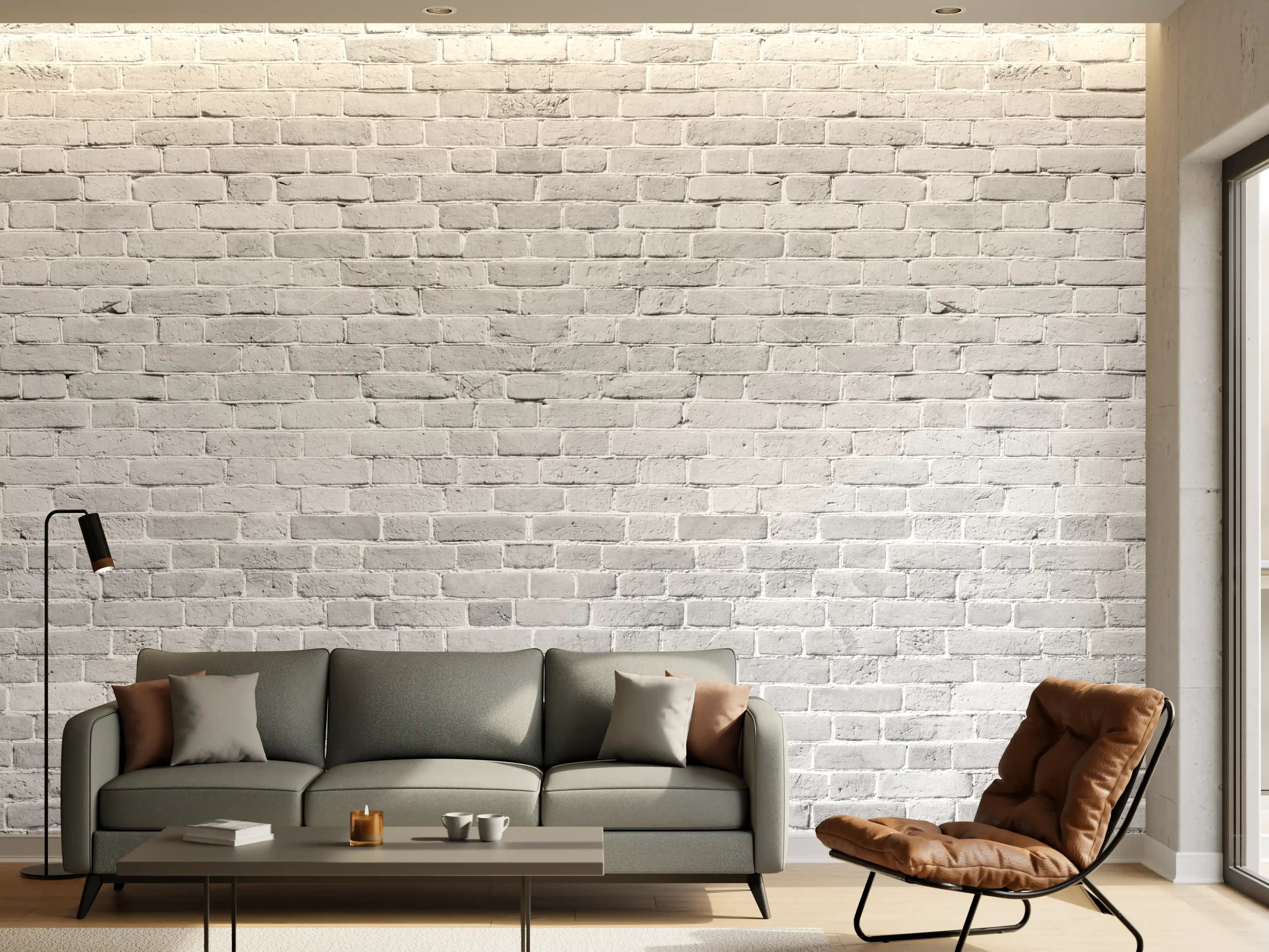 Wandverkleidung Wohnzimmer - Weiß gewaschene Ziegelwand Textur