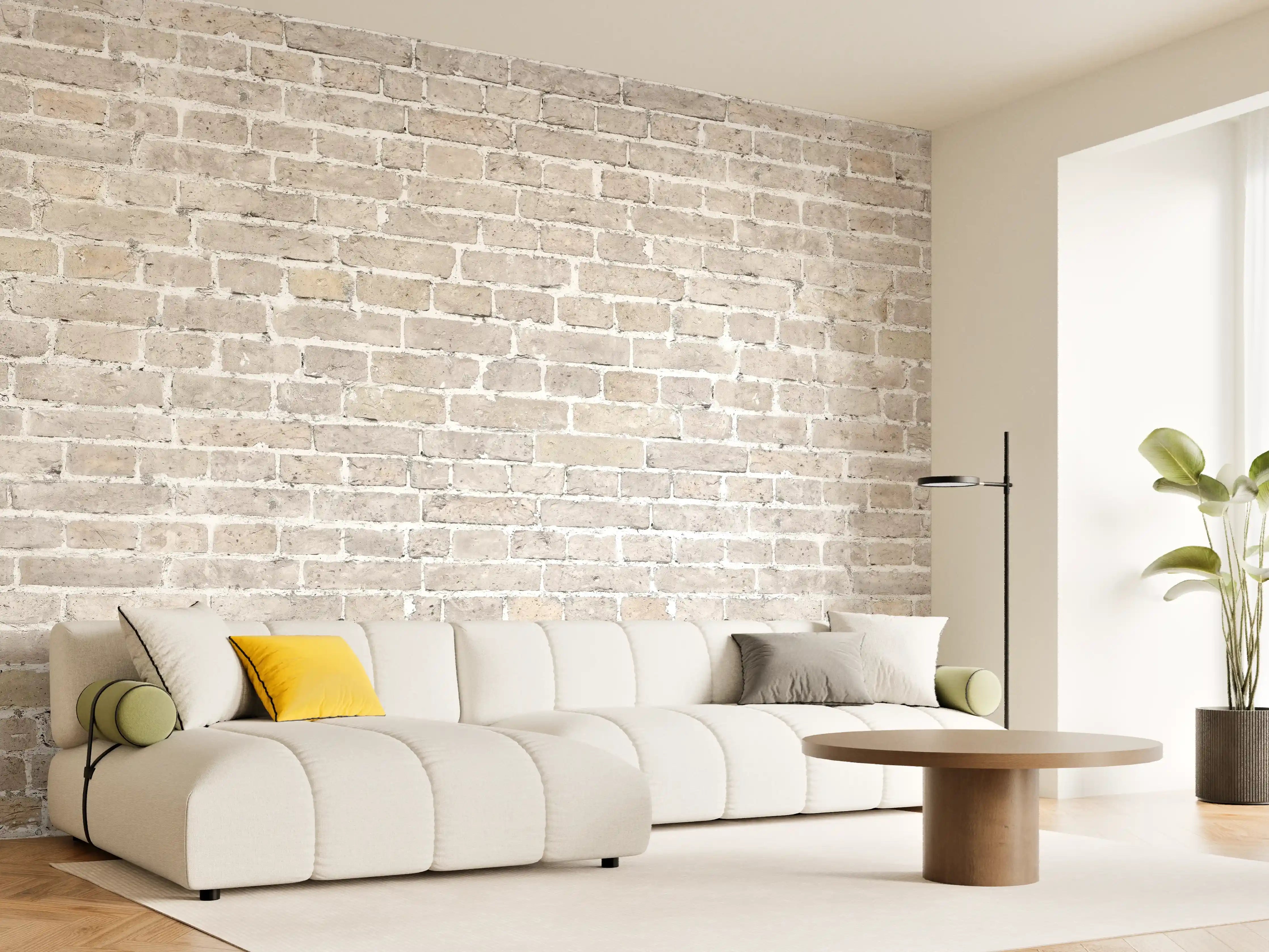 Wandverkleidung Wohnzimmer - Weiß gewaschenes altes Mauerpanorama