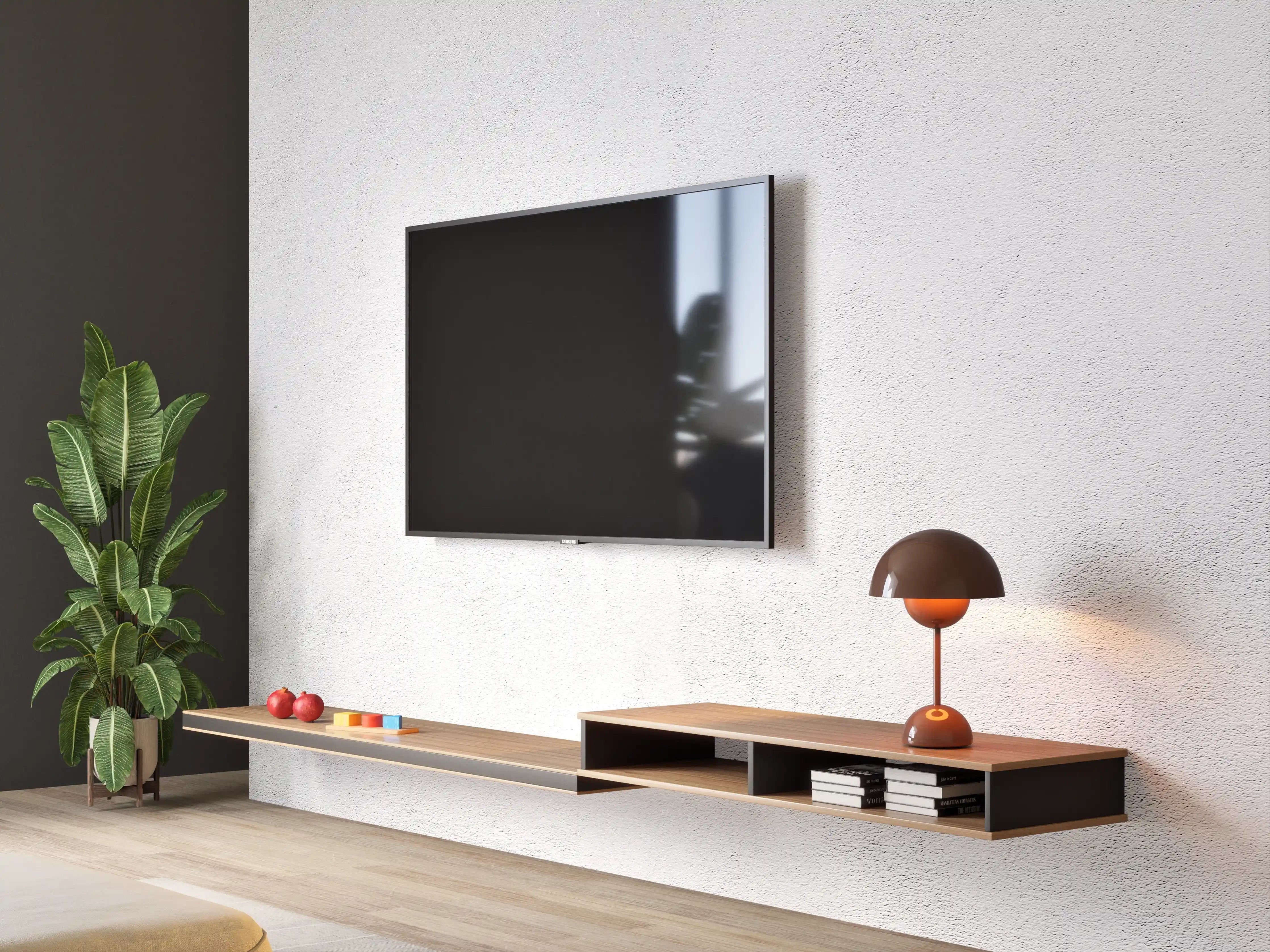 Wandverkleidung Wohnzimmer - Weiß-gräuliche Betonwand