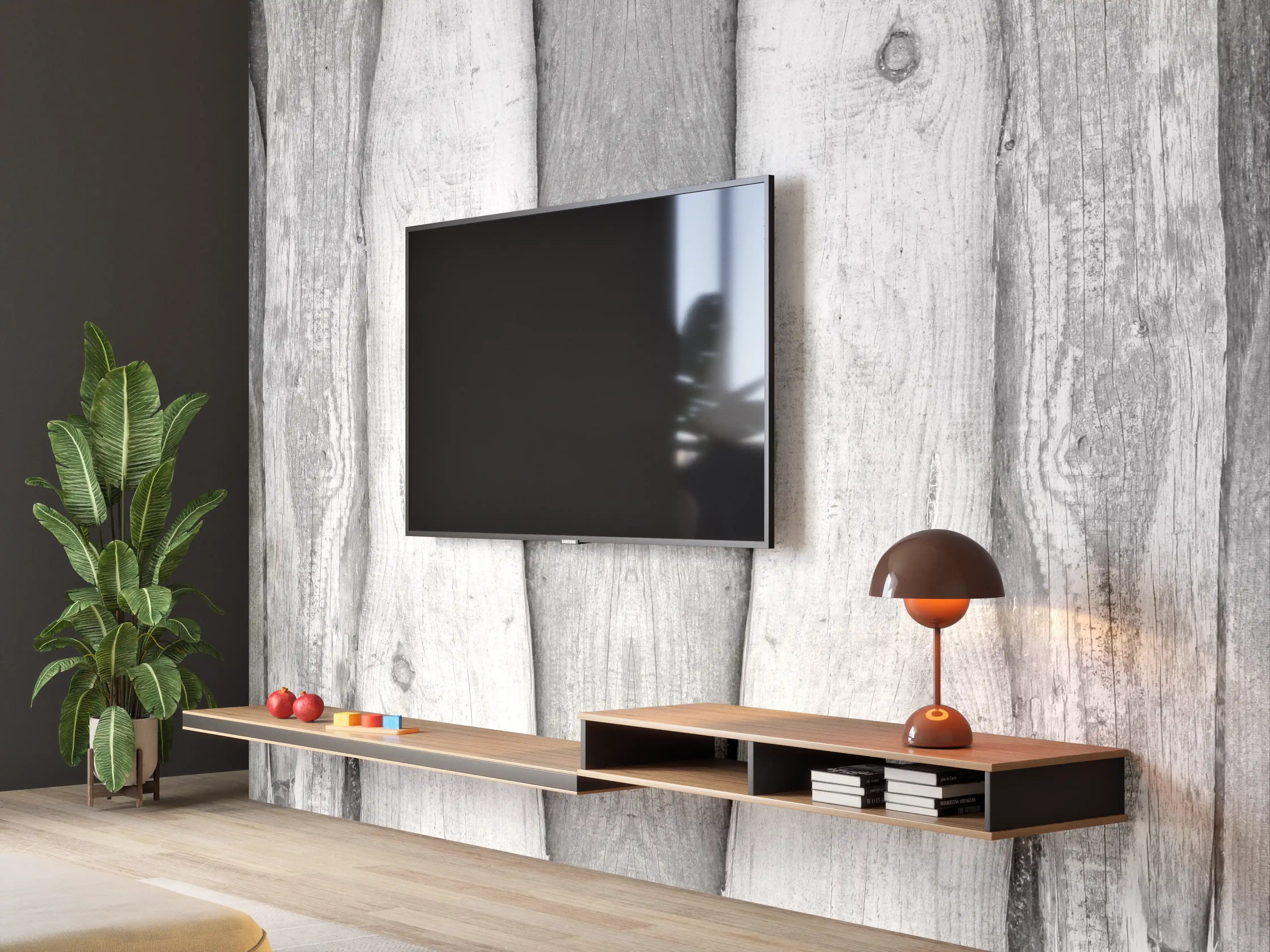 Wandverkleidung Wohnzimmer - Weiß grau gestrichene Holzstruktur