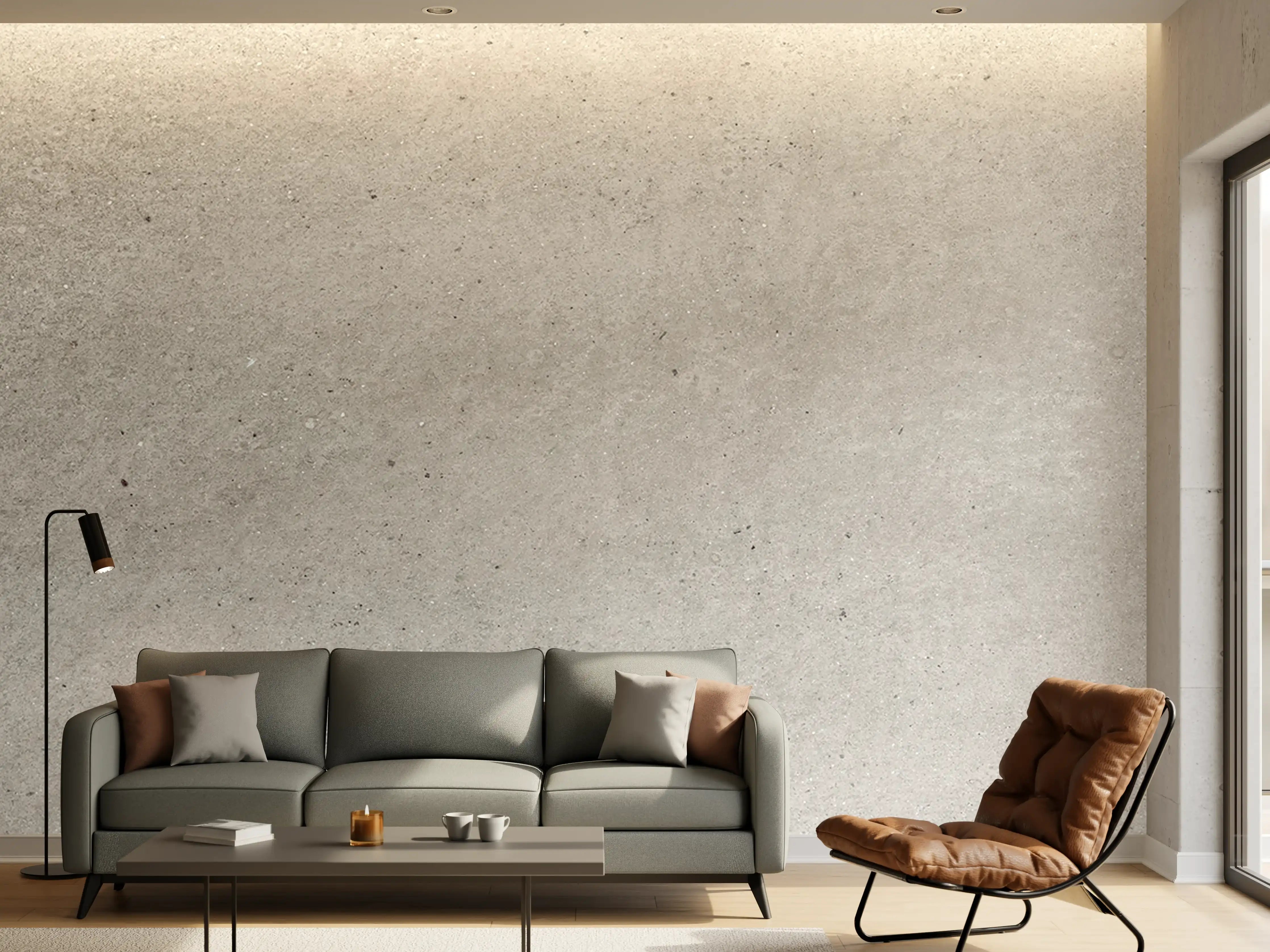 Wandverkleidung Wohnzimmer - Weiß graue Betonwand 2