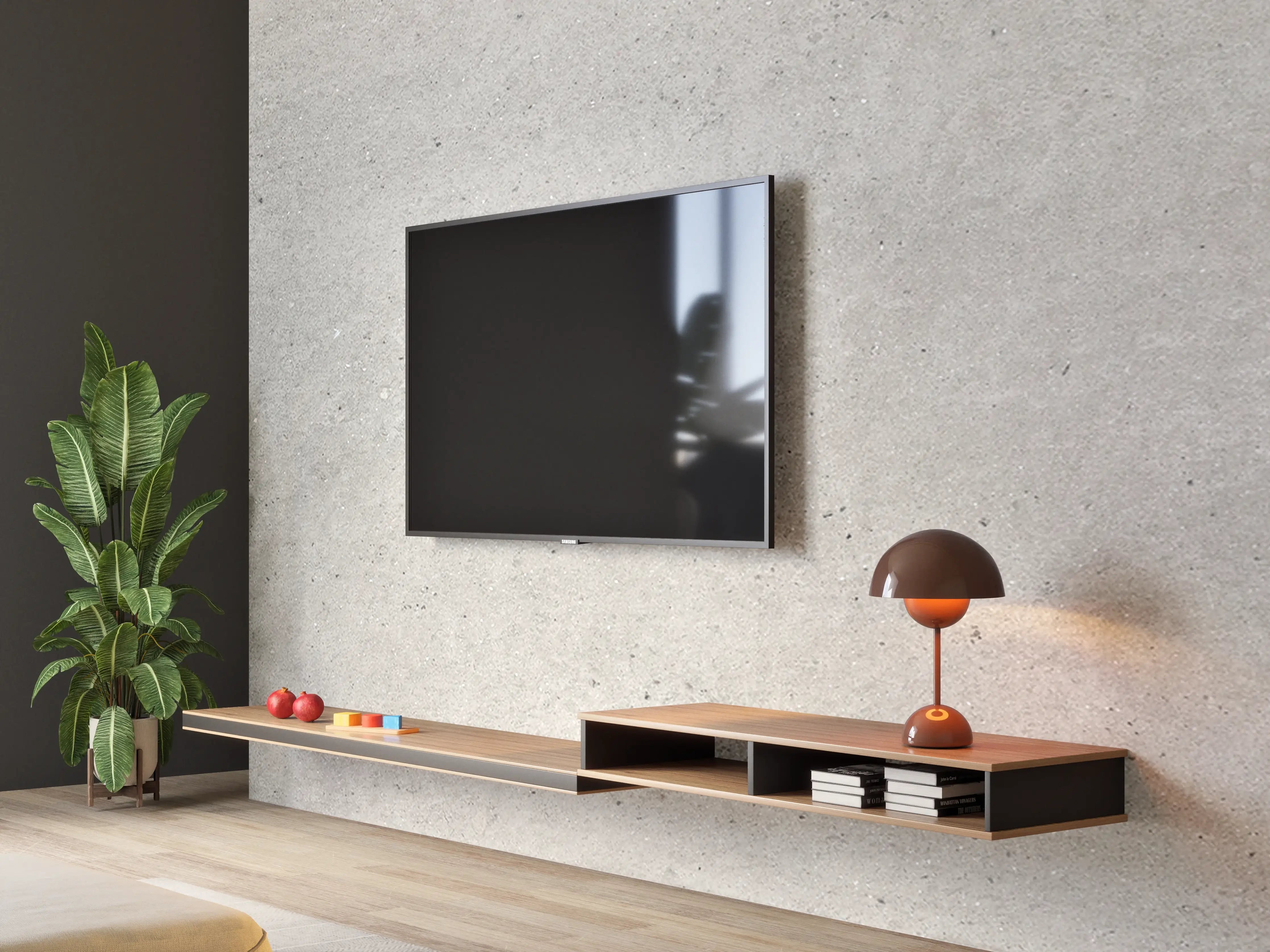 Wandverkleidung Wohnzimmer - Weiß graue Betonwand 2