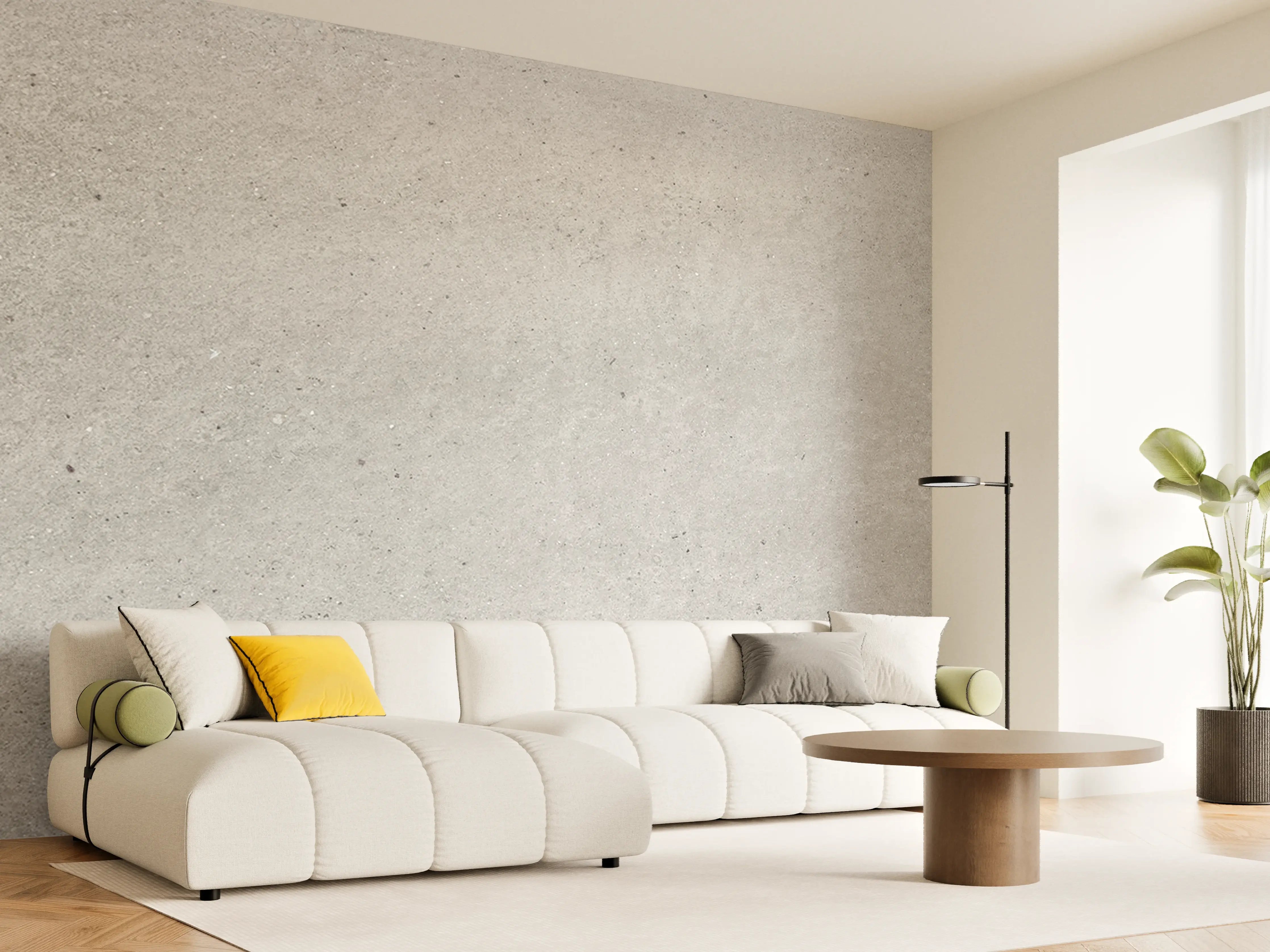 Wandverkleidung Wohnzimmer - Weiß graue Betonwand 2