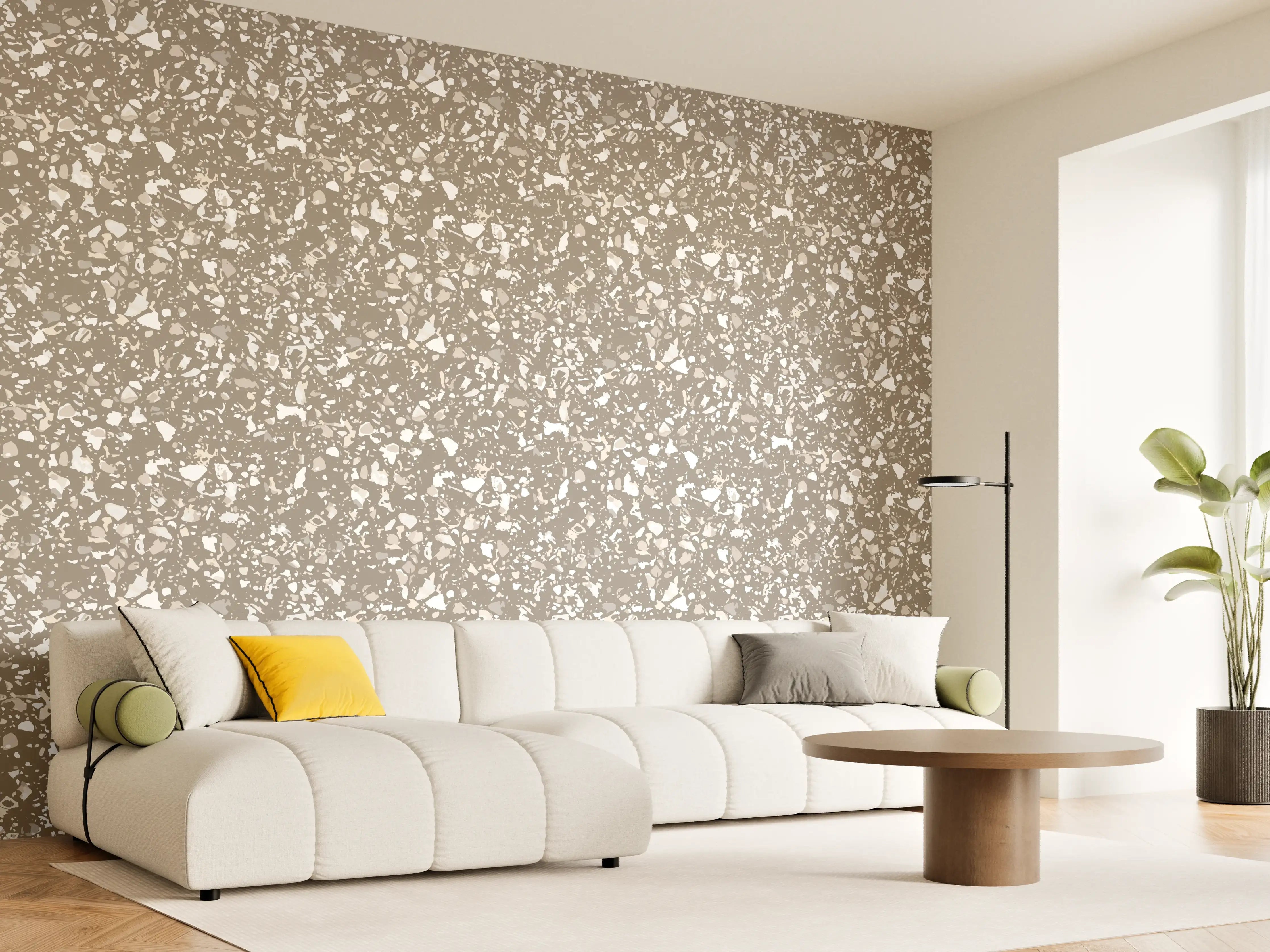 Wandverkleidung Wohnzimmer - Weiße Flecken auf grauem Hintergrund
