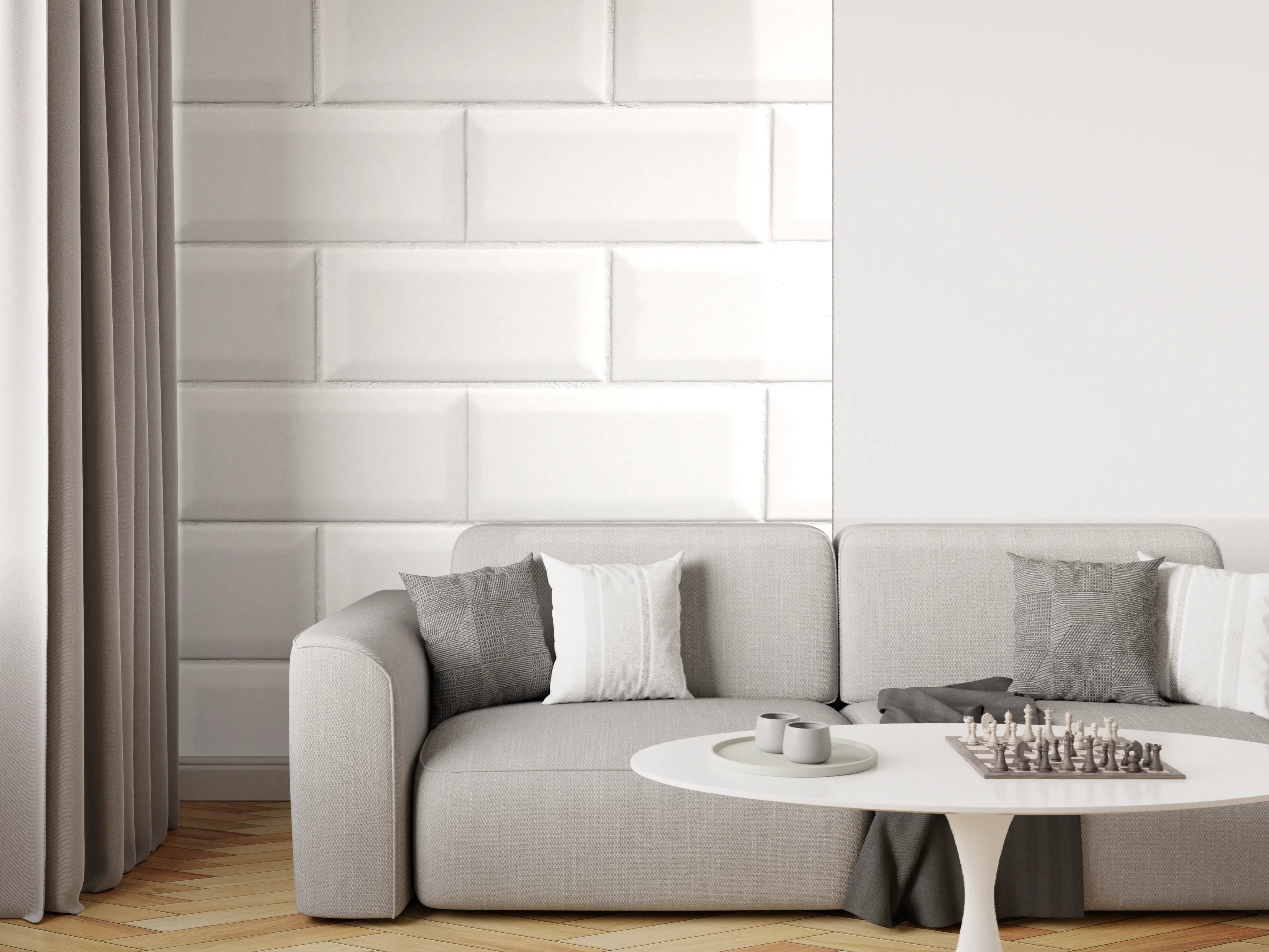 Wandverkleidung Wohnzimmer - Weiße Fliesen Fliesenspiegel