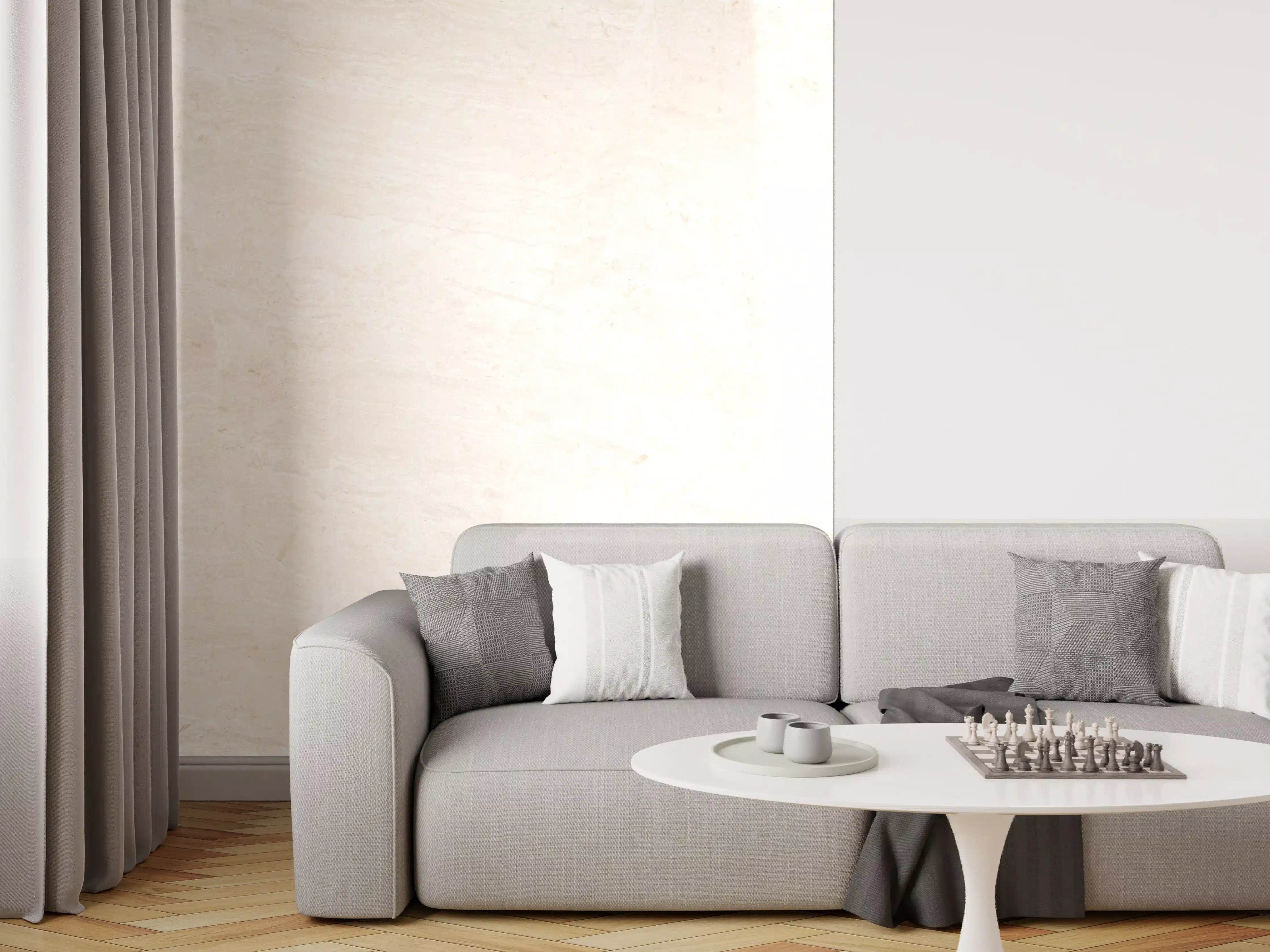 Wandverkleidung Wohnzimmer - Weiße Marmor-Textur mit feiner Maserung