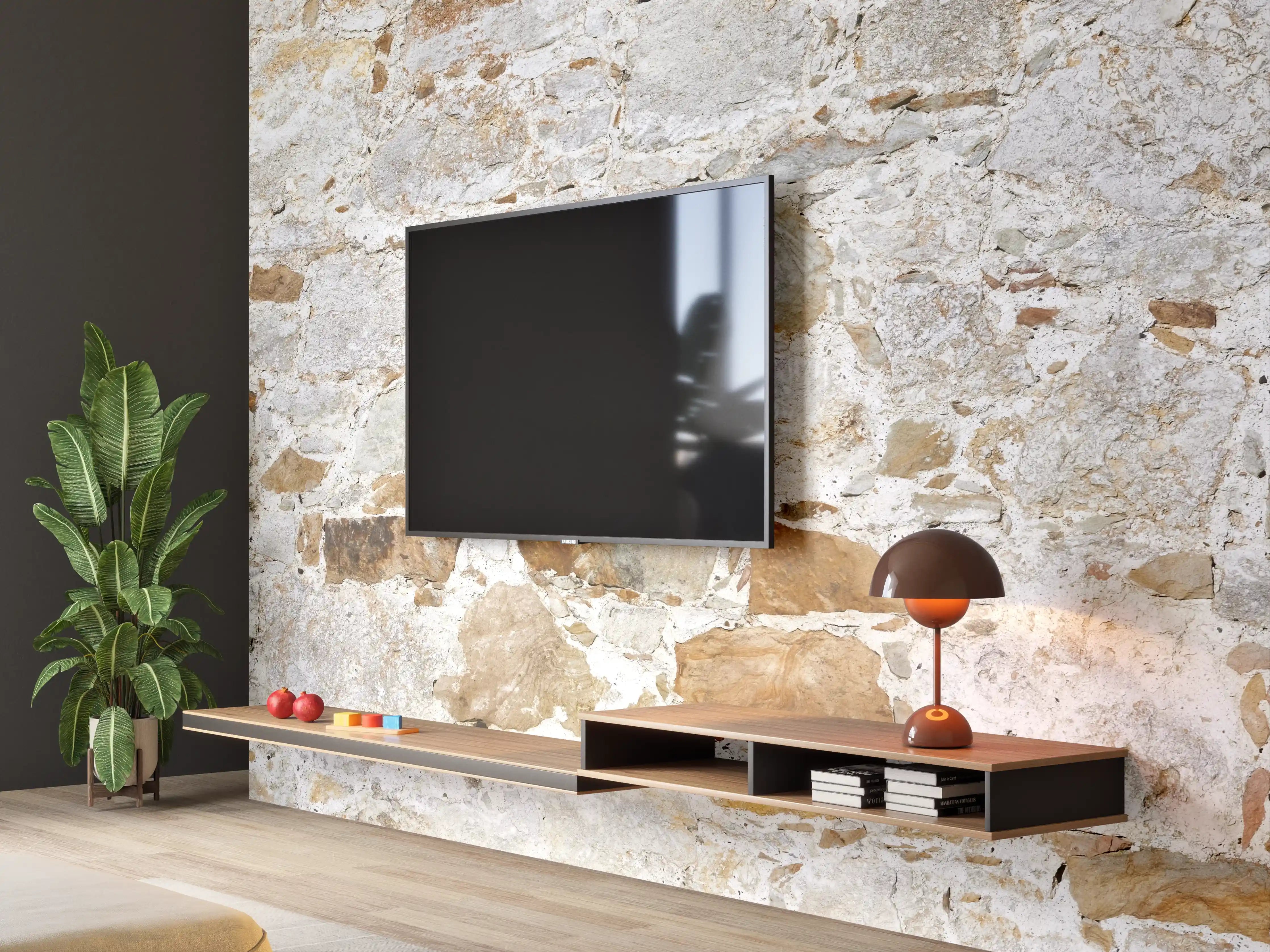 Wandverkleidung Wohnzimmer - Weiße Steinmauer mit grauer Textur