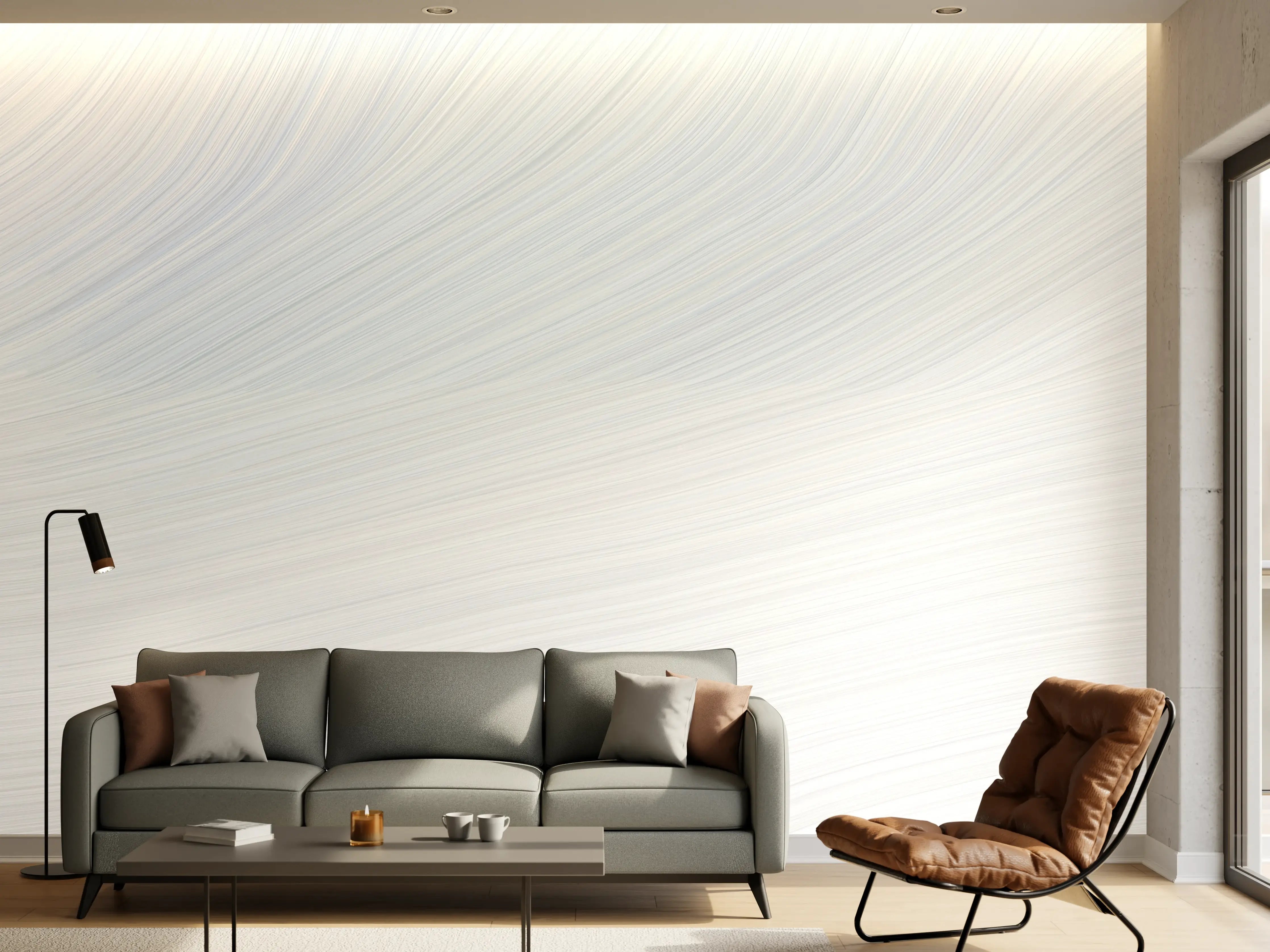 Wandverkleidung Wohnzimmer - Weiße Textur mit dezenten Linien