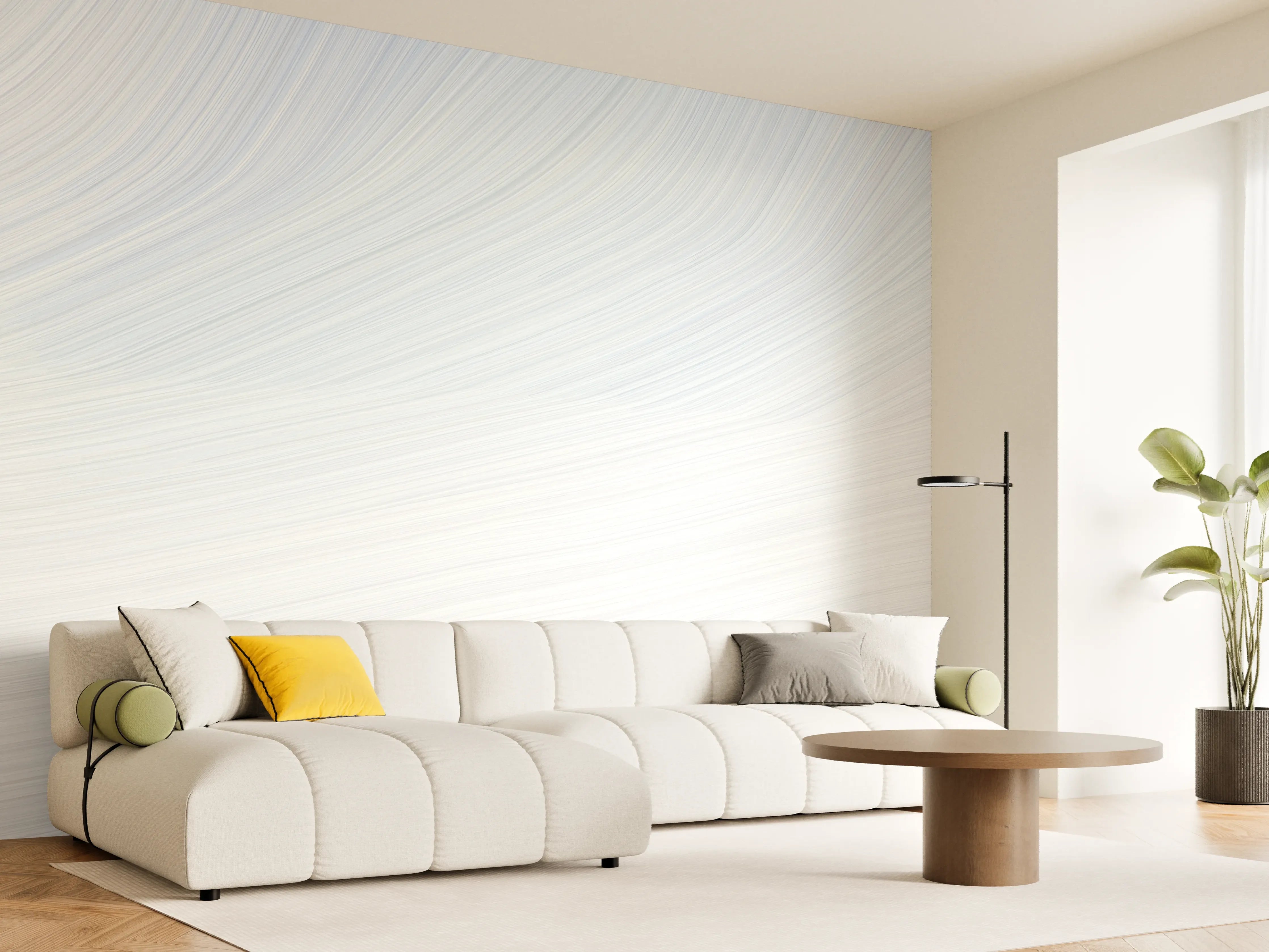 Wandverkleidung Wohnzimmer - Weiße Textur mit dezenten Linien
