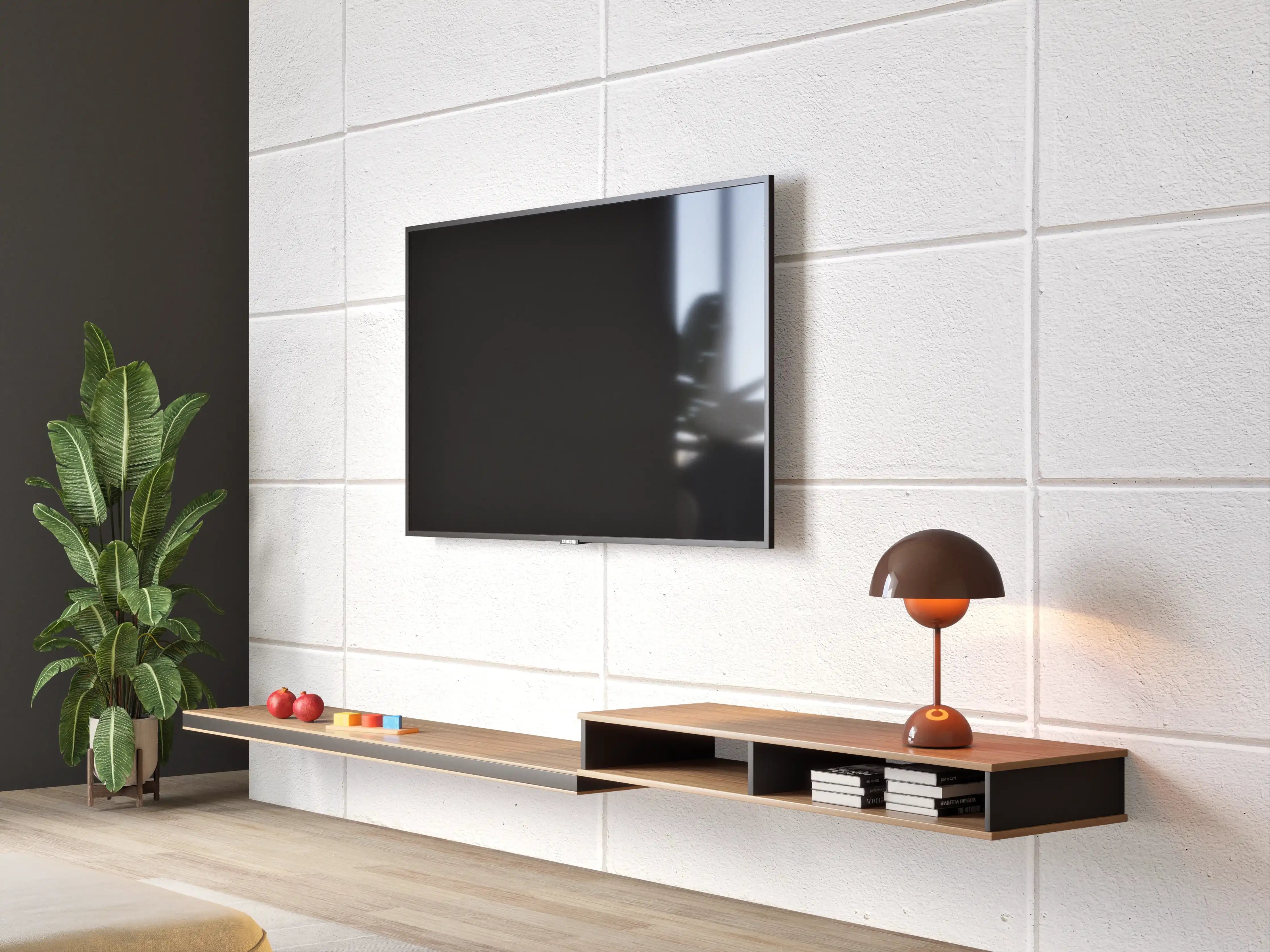 Wandverkleidung Wohnzimmer - Weiße Zementblock-Wand