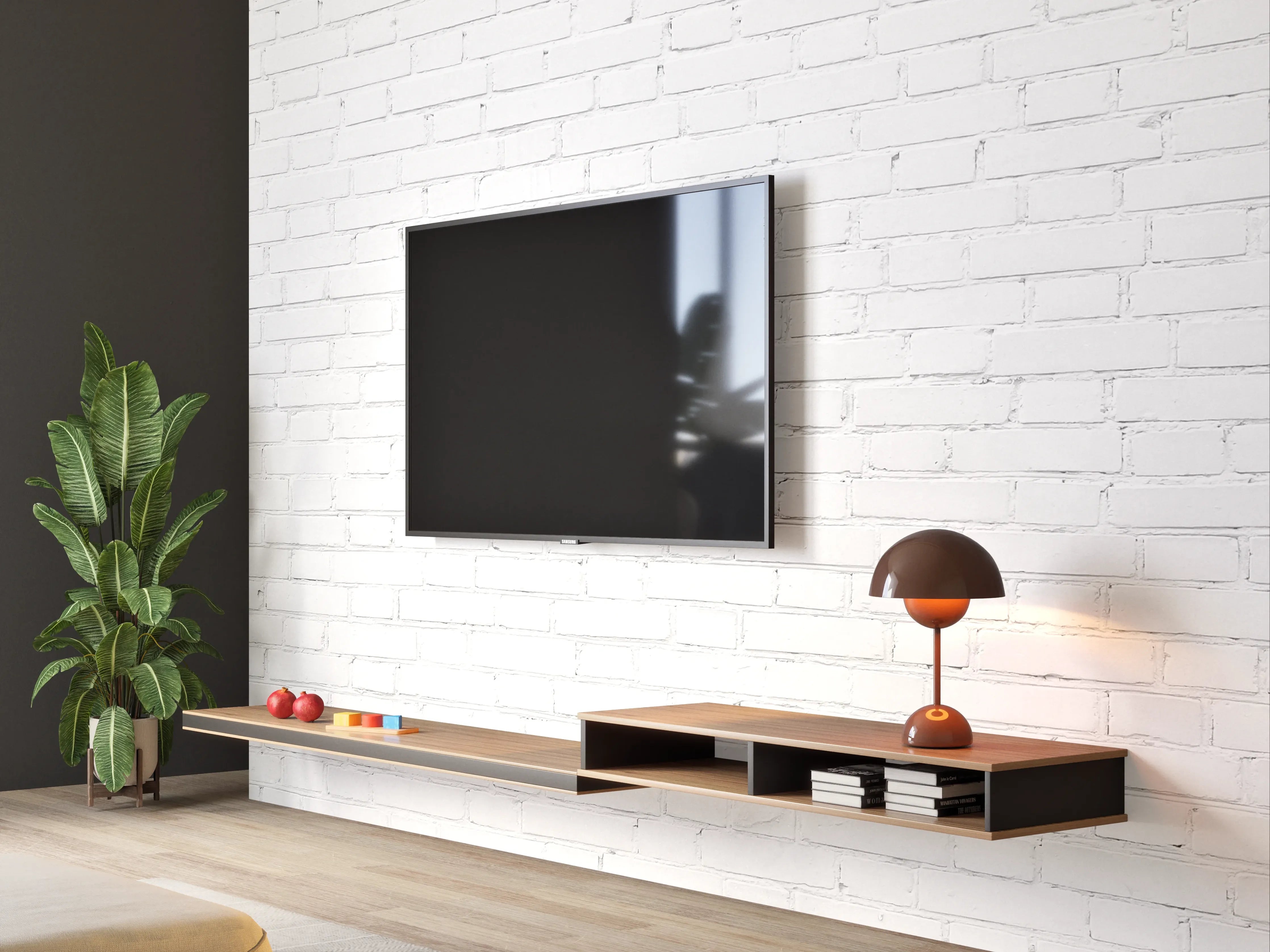 Wandverkleidung Wohnzimmer - Weiße Ziegelmauer Wanddekoration