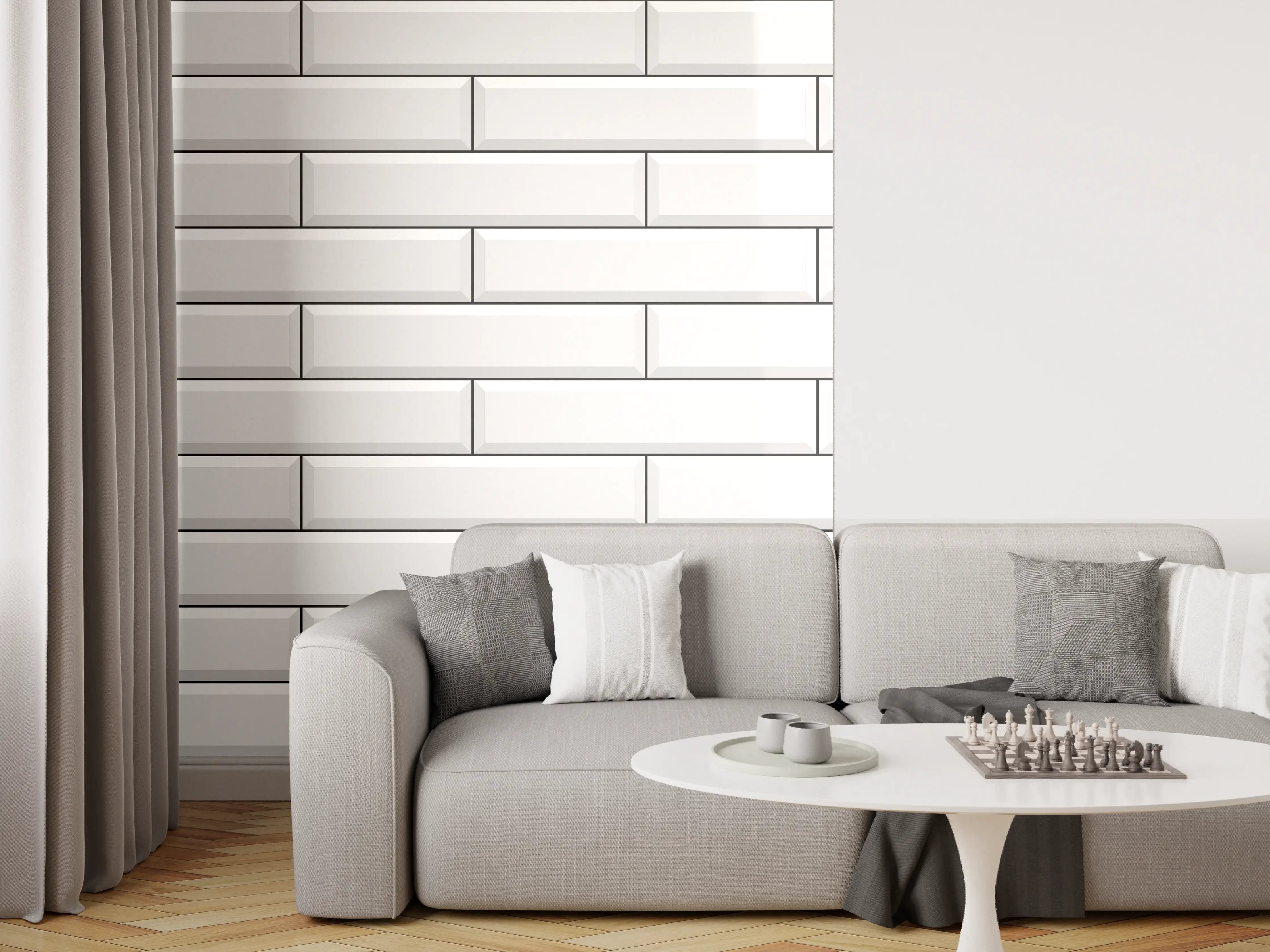 Wandverkleidung Wohnzimmer - Weiße Ziegelwand Textur