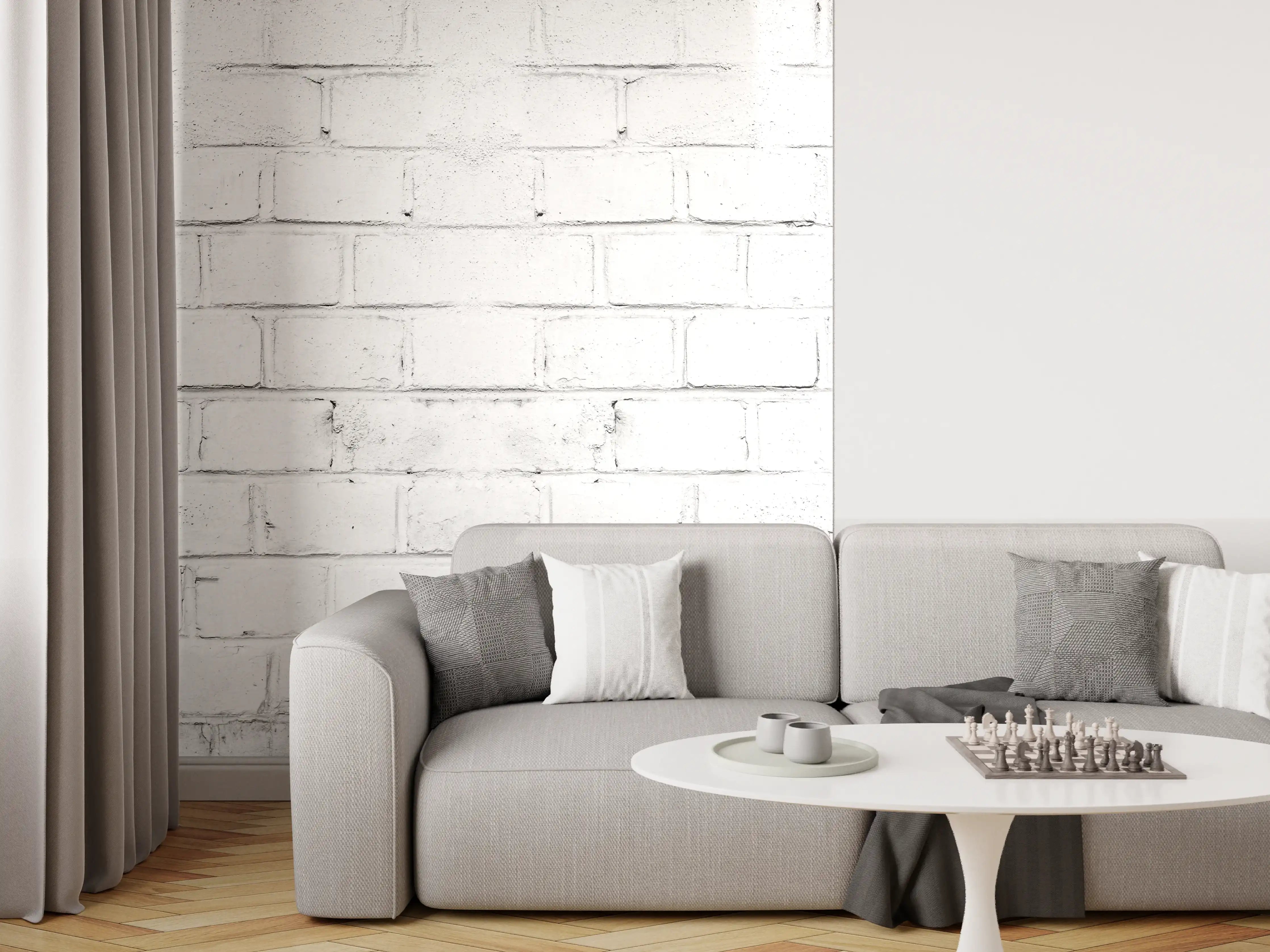 Wandverkleidung Wohnzimmer - Weiße beschädigte Mauer