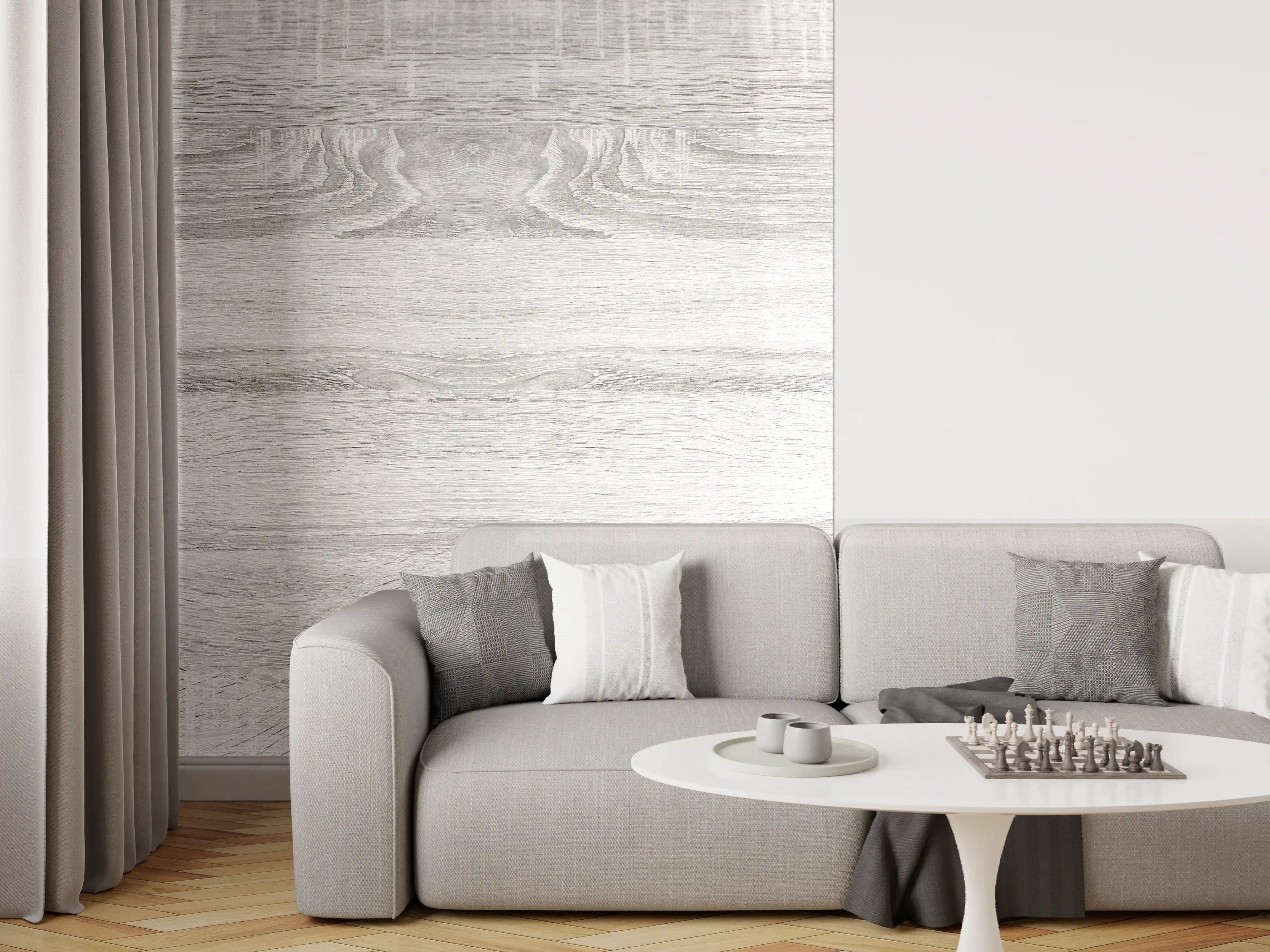Wandverkleidung Wohnzimmer - Weiße helle verwitterte Holztextur