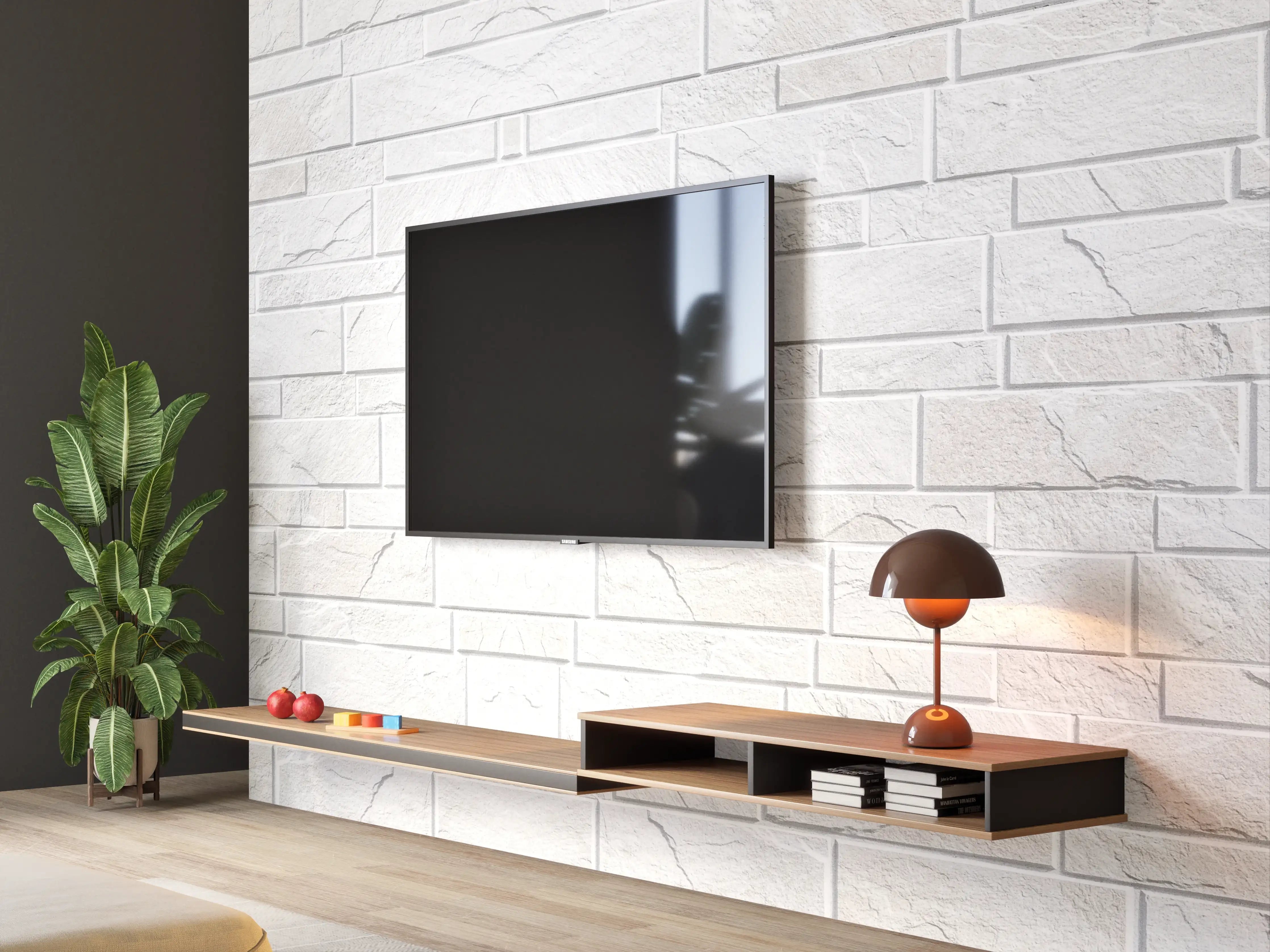 Wandverkleidung Wohnzimmer - Weiße moderne Steinwand