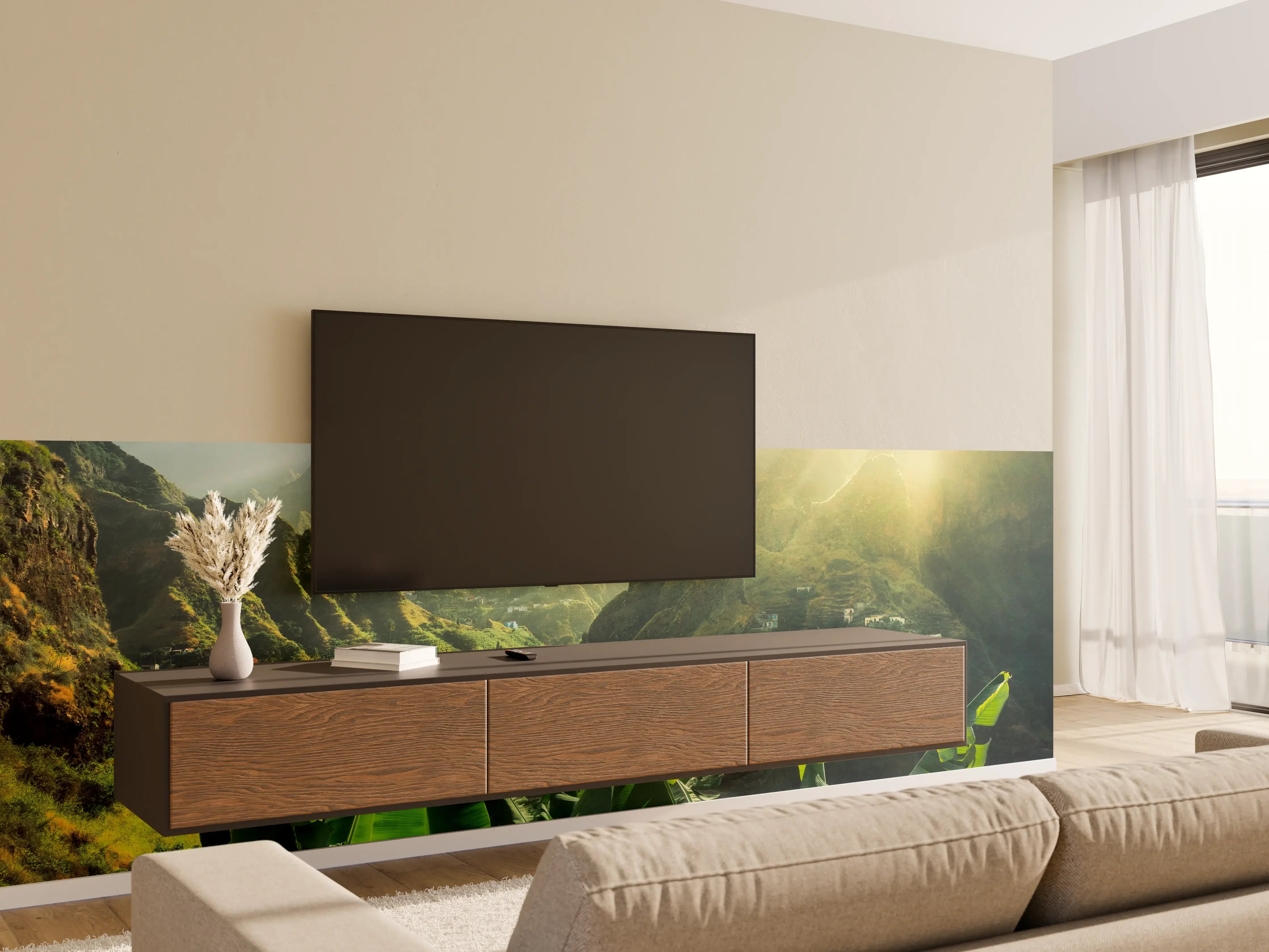 Wandverkleidung Wohnzimmer - Weißer Gipfel im Morgengrauen