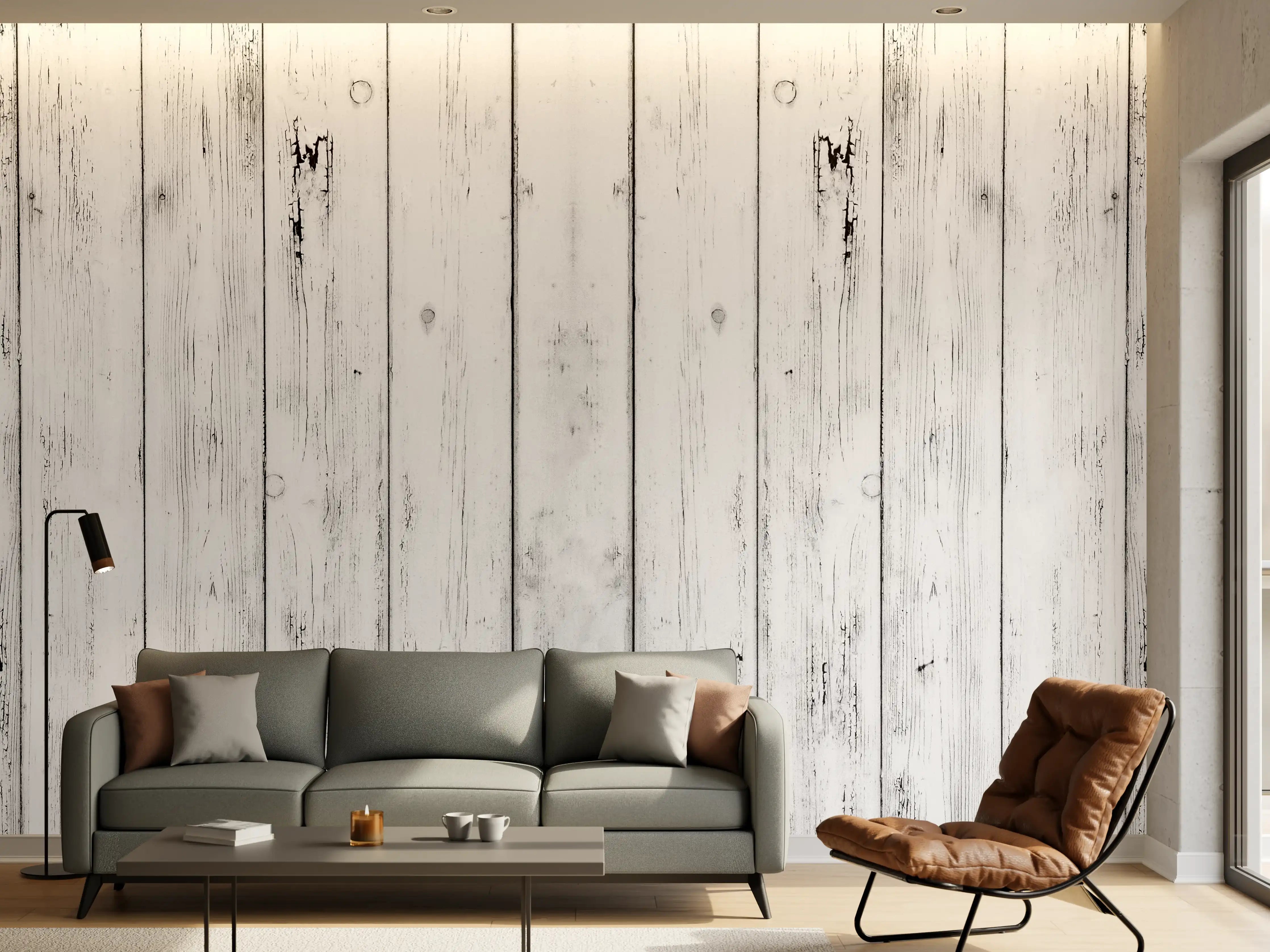 Wandverkleidung Wohnzimmer - Weißer Vintage Holzhintergrund