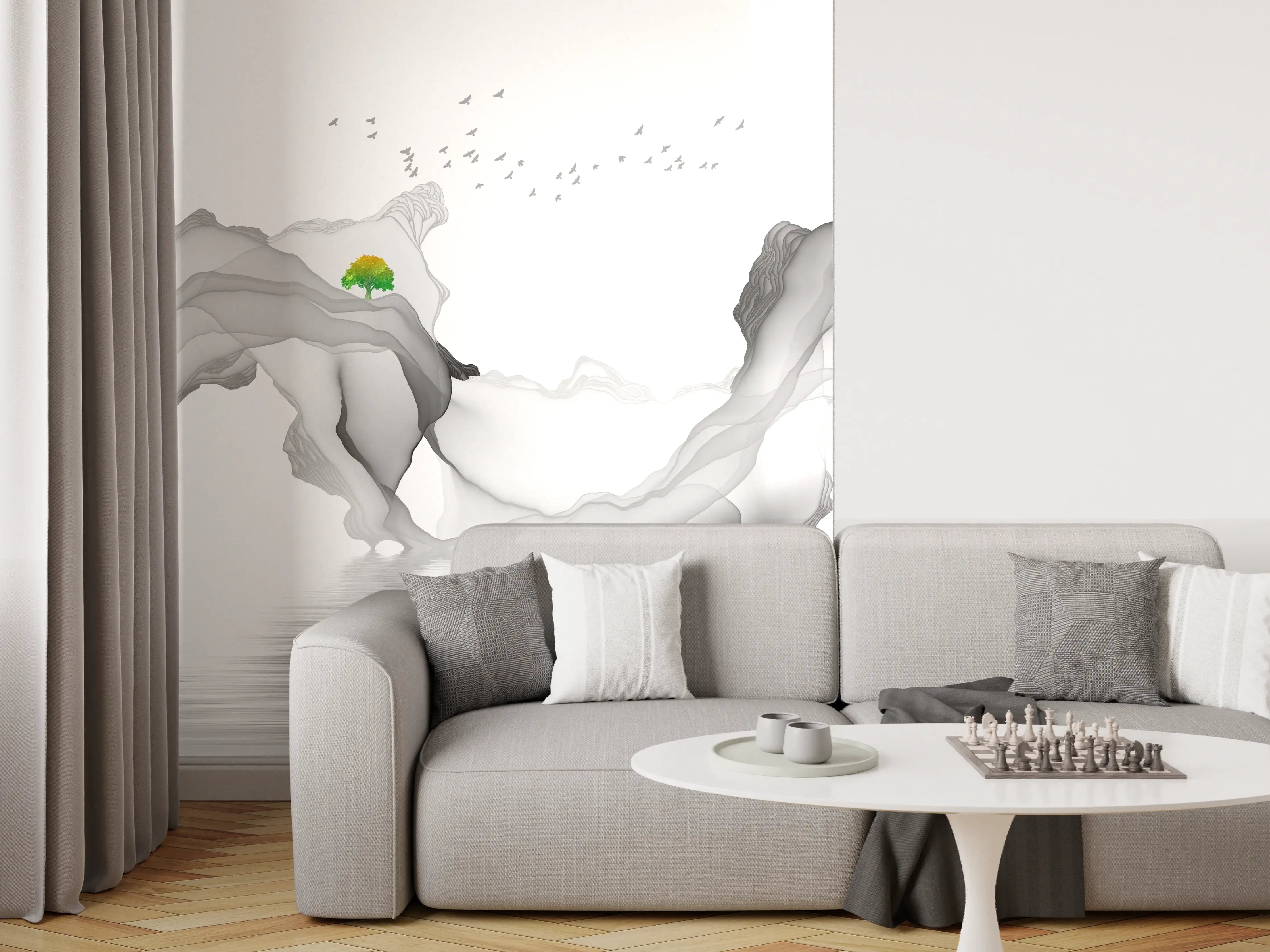 Wandverkleidung Wohnzimmer - Weißes Meer Gemälde