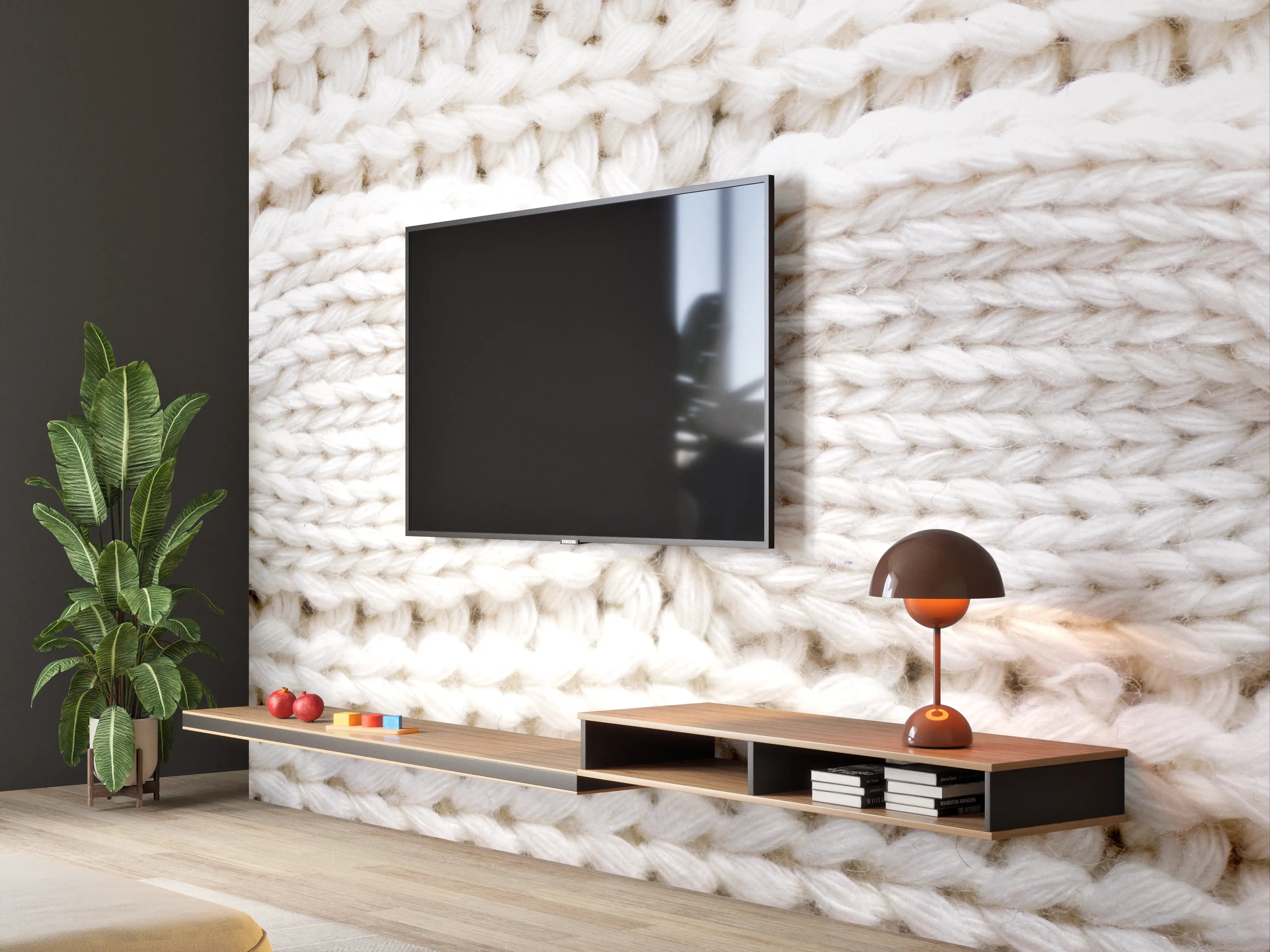 Wandverkleidung Wohnzimmer - Weißes Wollstrickmuster