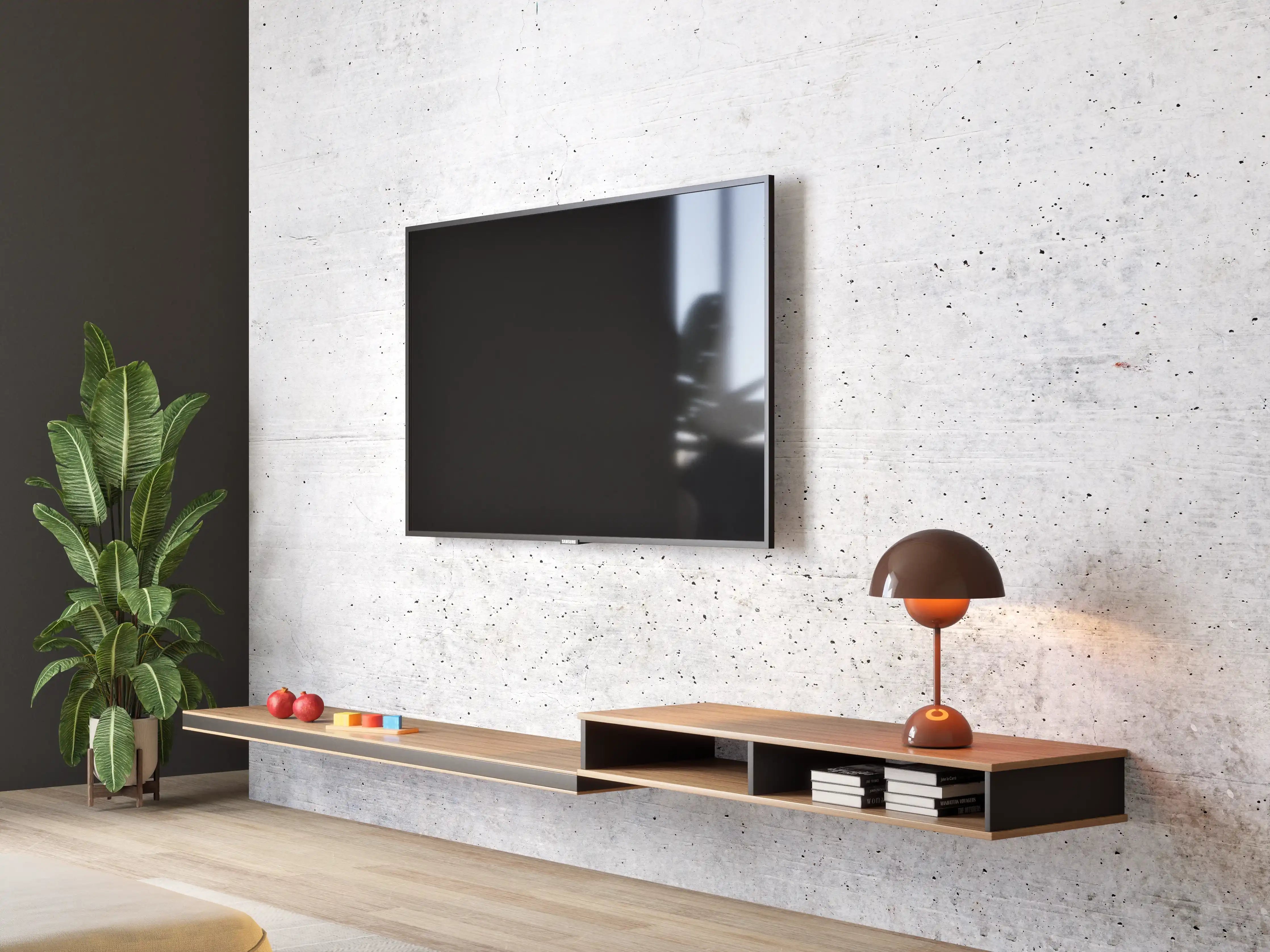 Wandverkleidung Wohnzimmer - Weißes Zement Design