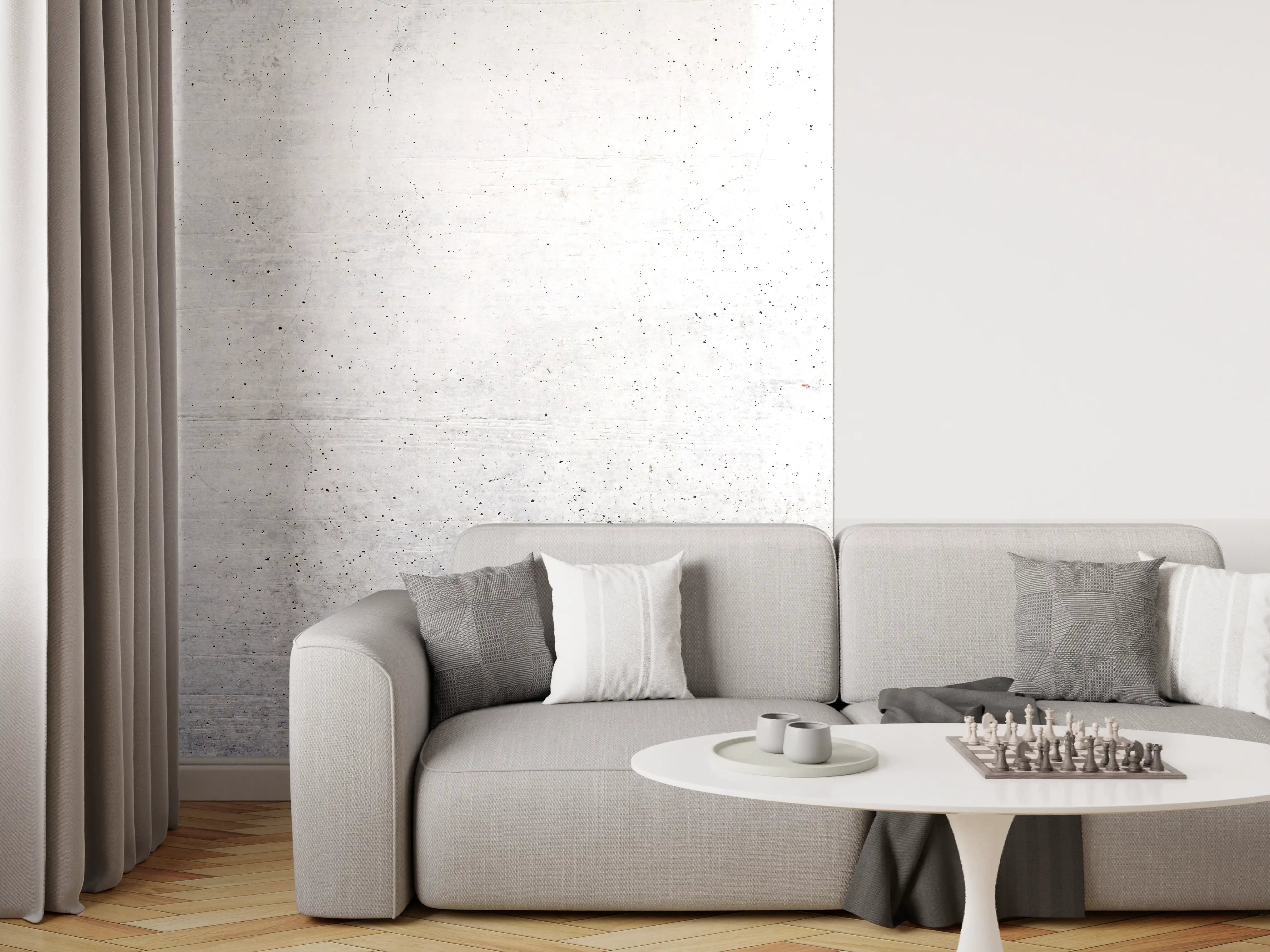 Wandverkleidung Wohnzimmer - Weißes Zement Design