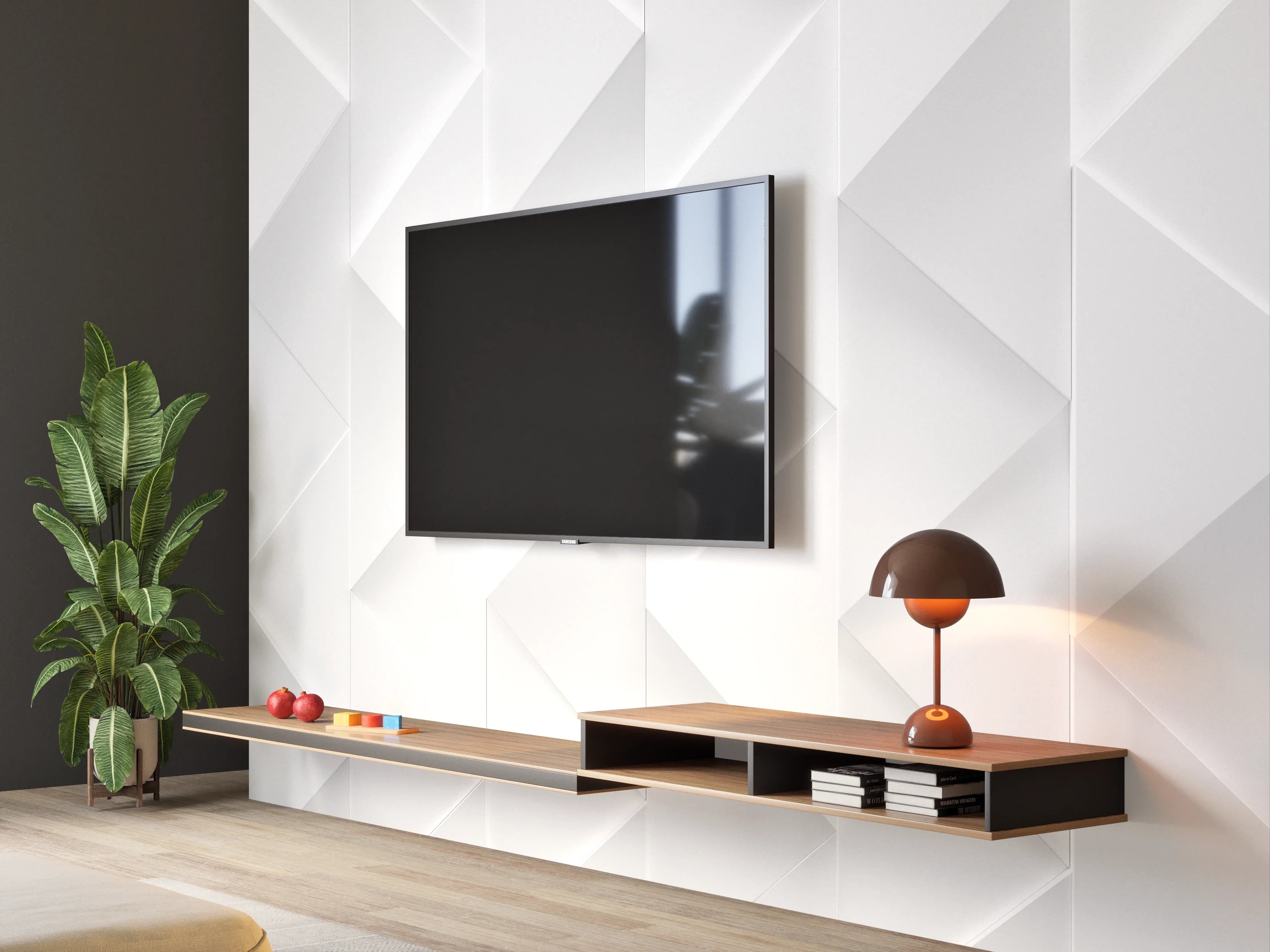 Wandverkleidung Wohnzimmer - Weißes futuristisches Muster