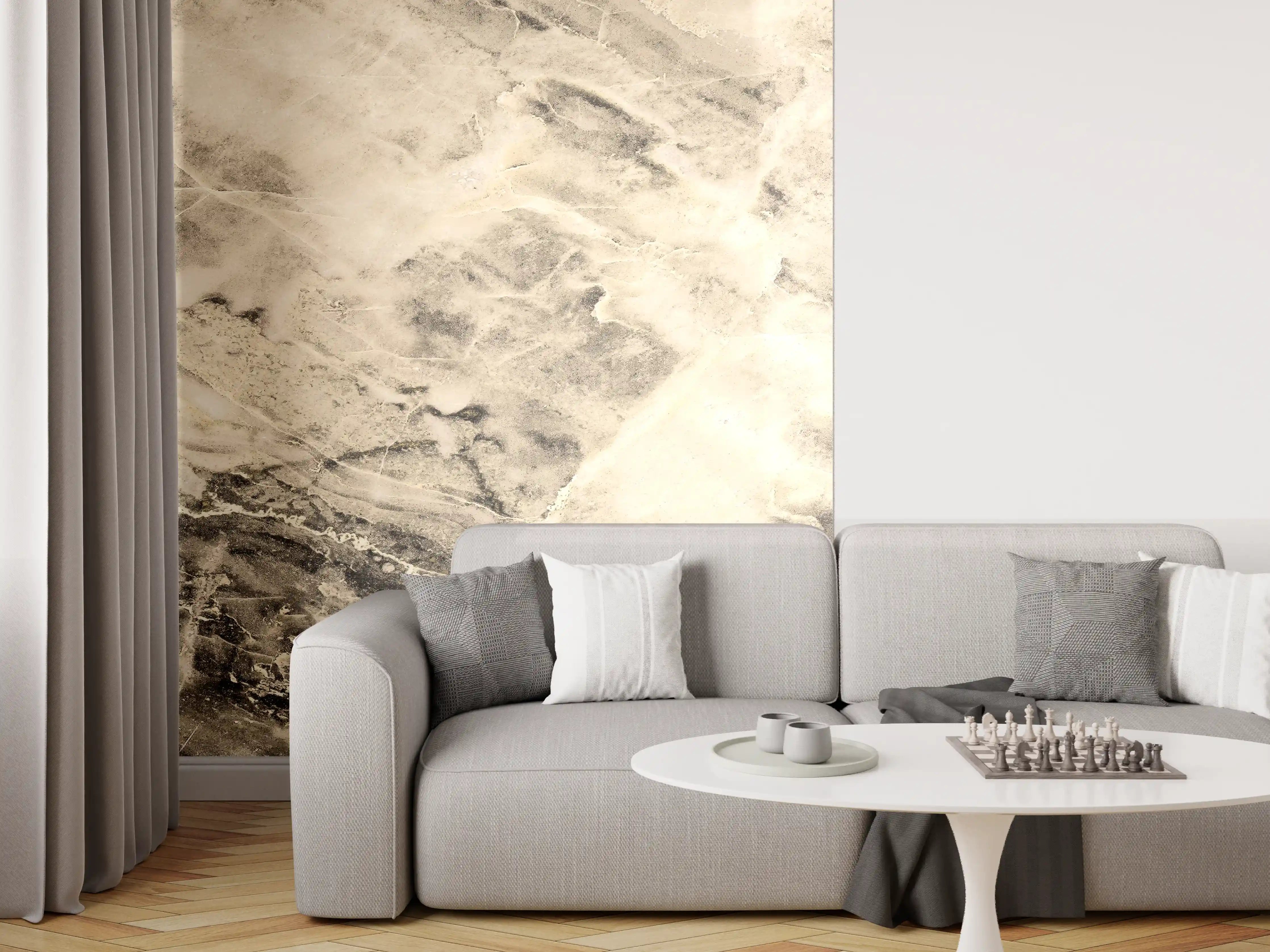 Wandverkleidung Wohnzimmer - Weißliche Marmormuster