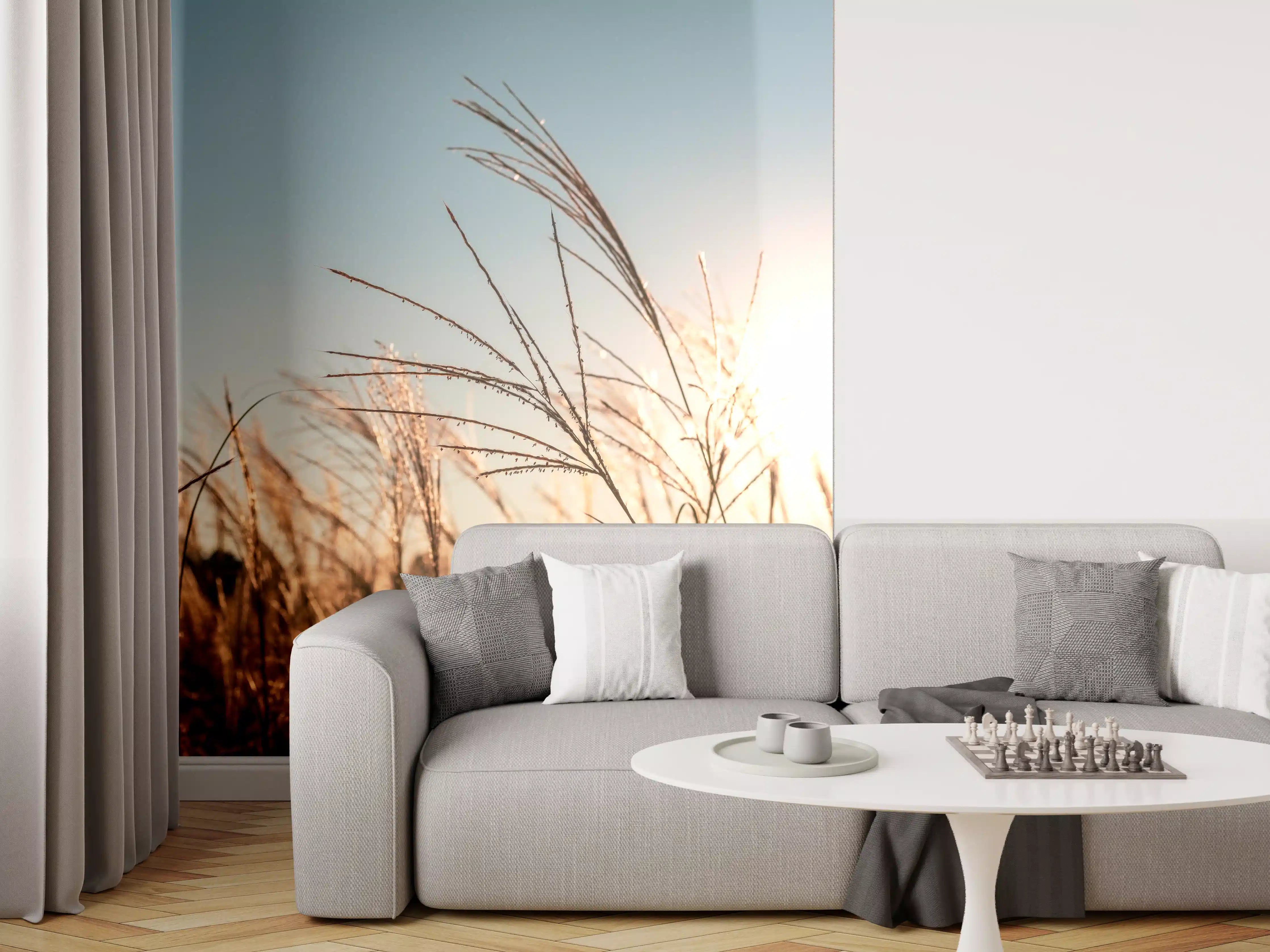 Wandverkleidung Wohnzimmer - Weizenfeld in der Sonne