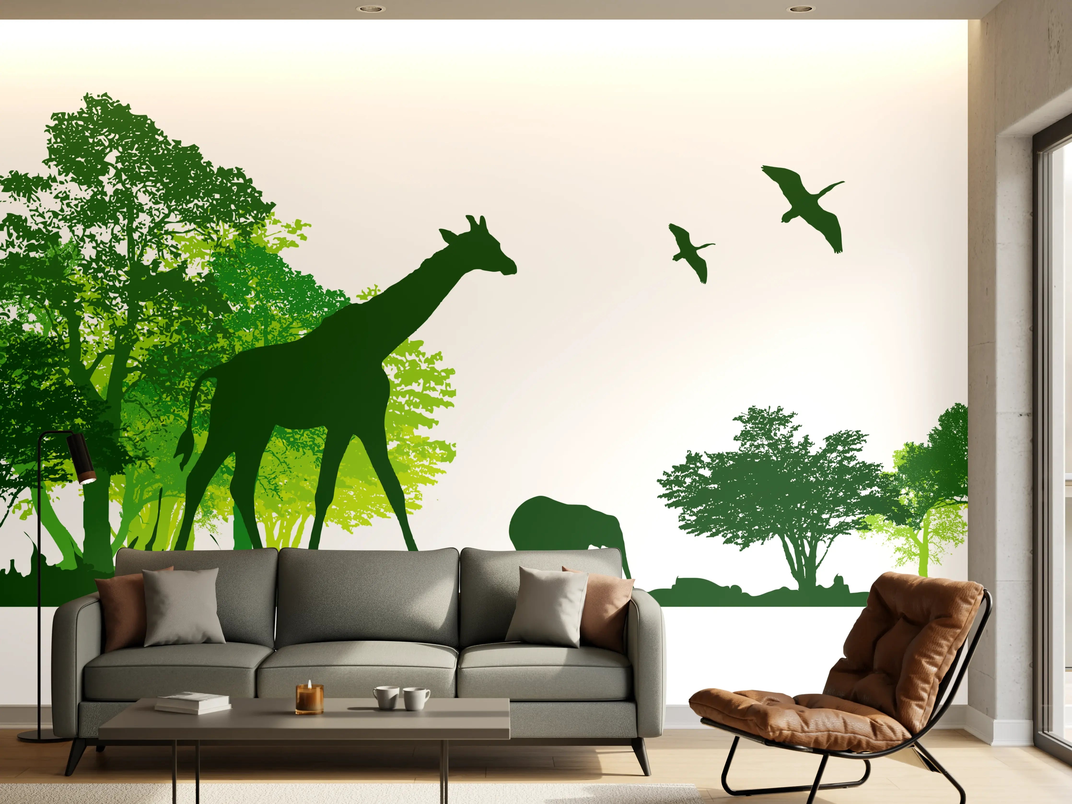 Wandverkleidung Wohnzimmer - Wilde Tiere