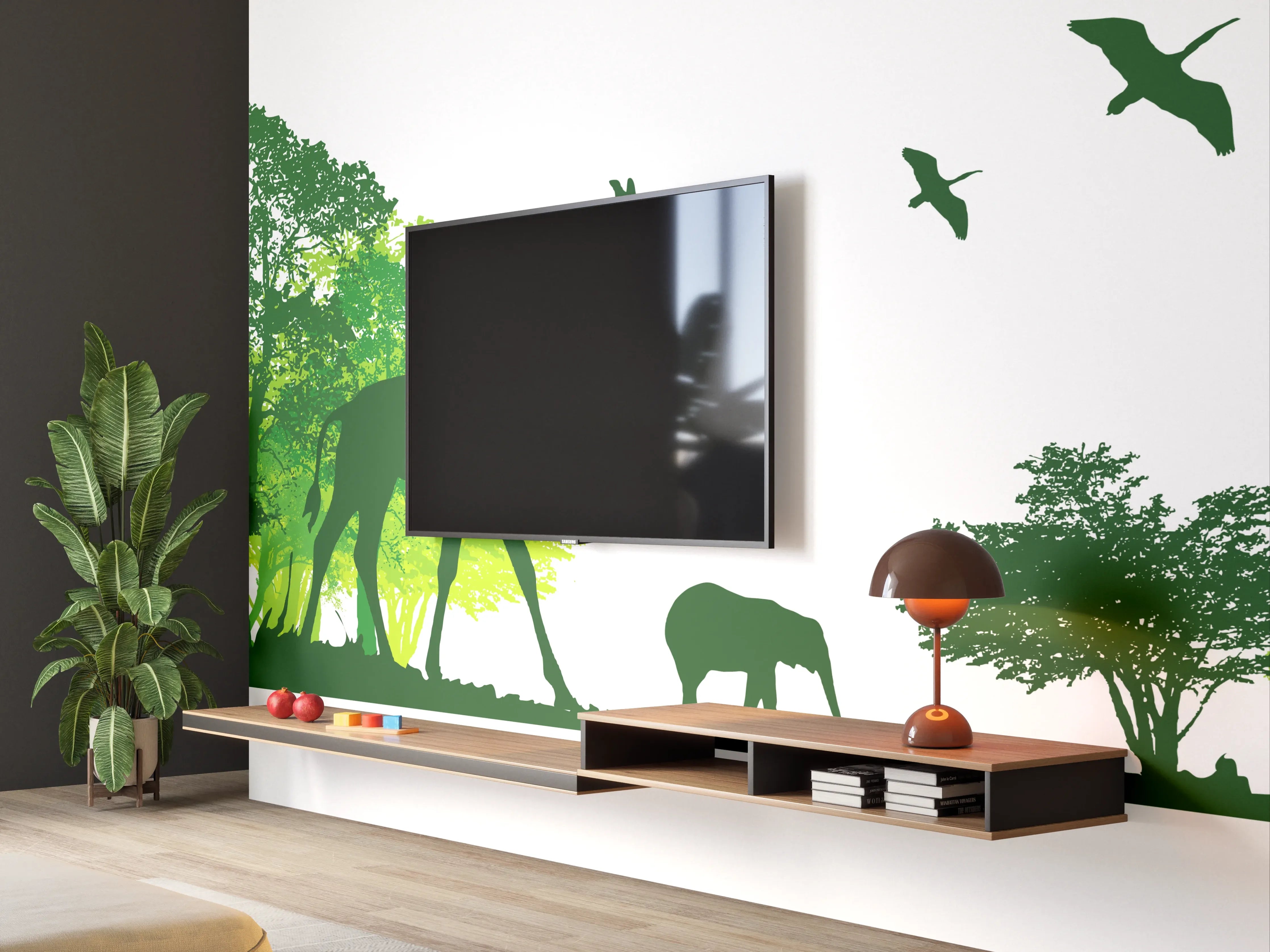 Wandverkleidung Wohnzimmer - Wilde Tiere