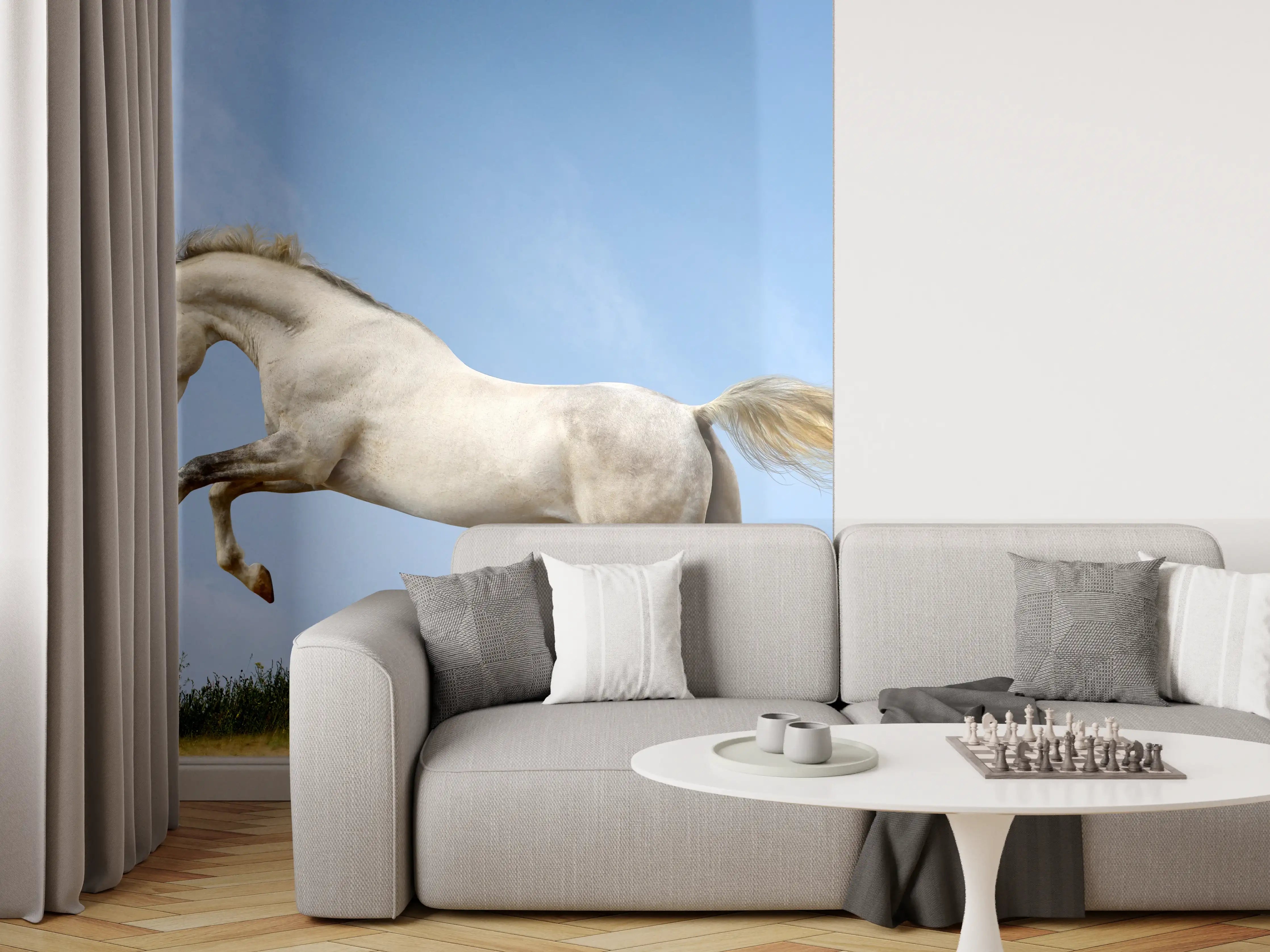 Wandverkleidung Wohnzimmer - Wilder Araber-Hengst 