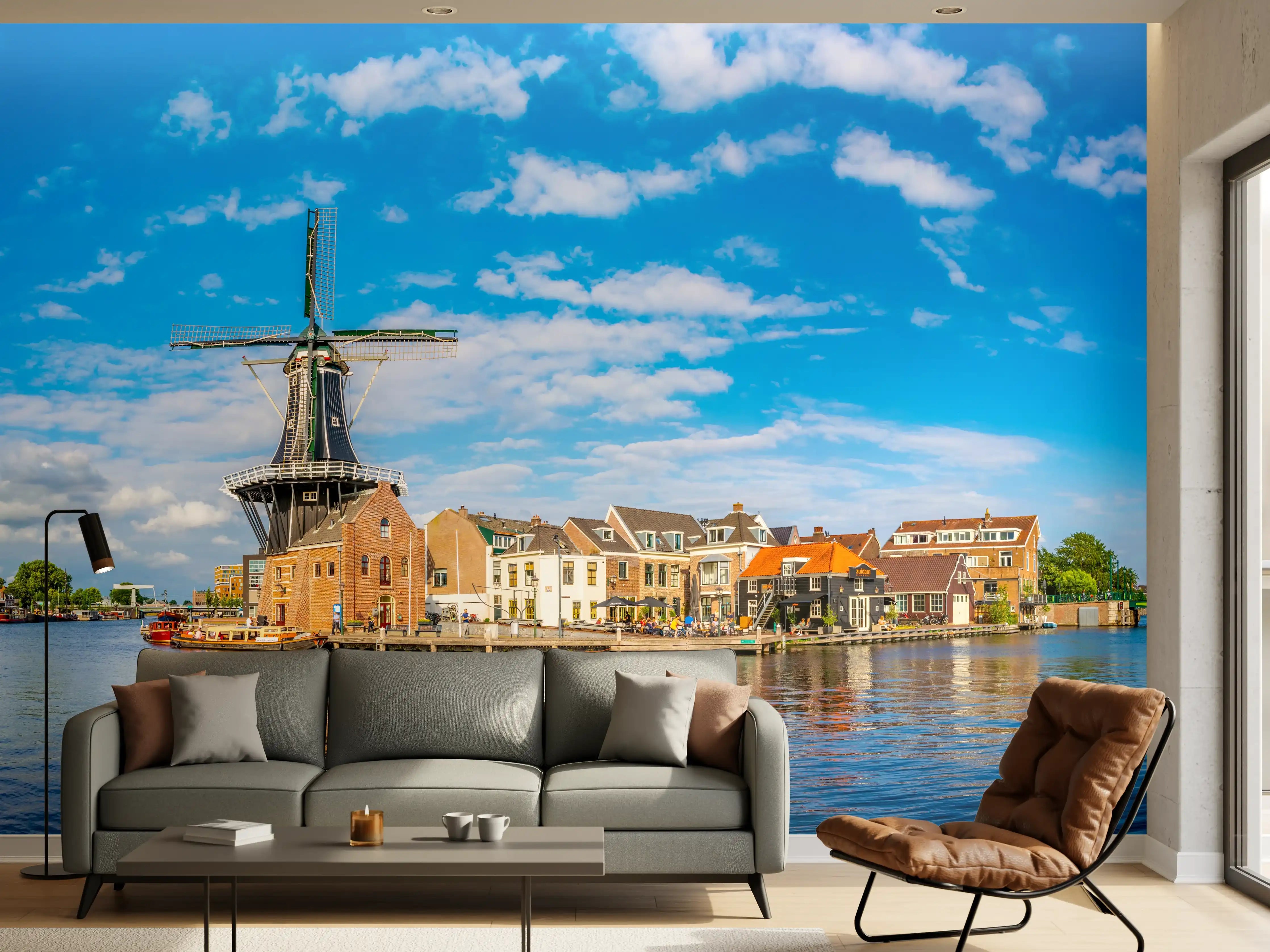 Wandverkleidung Wohnzimmer - Windmühle in Haarlem