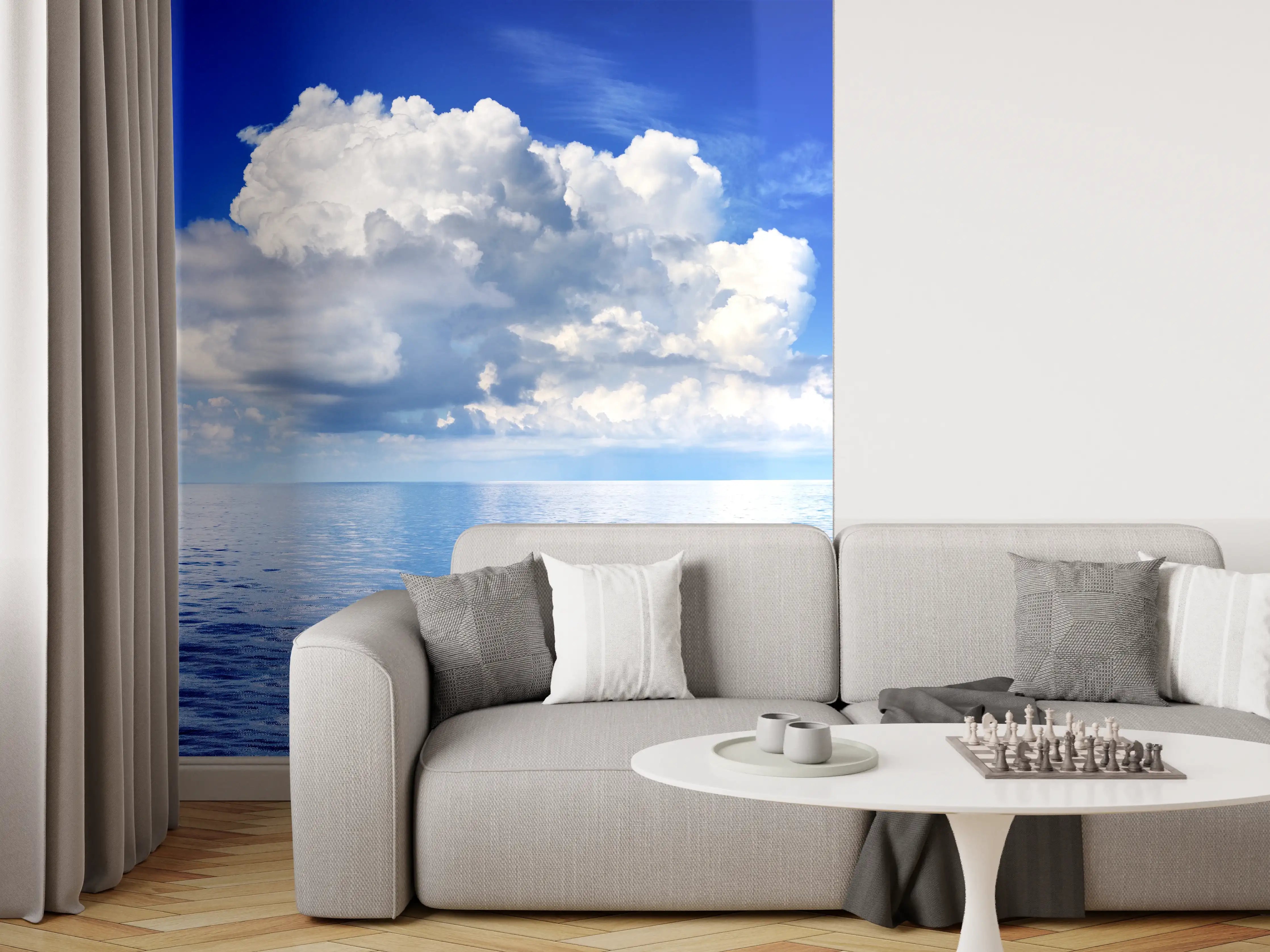 Wandverkleidung Wohnzimmer - Wolkenkulisse über dem Ozean