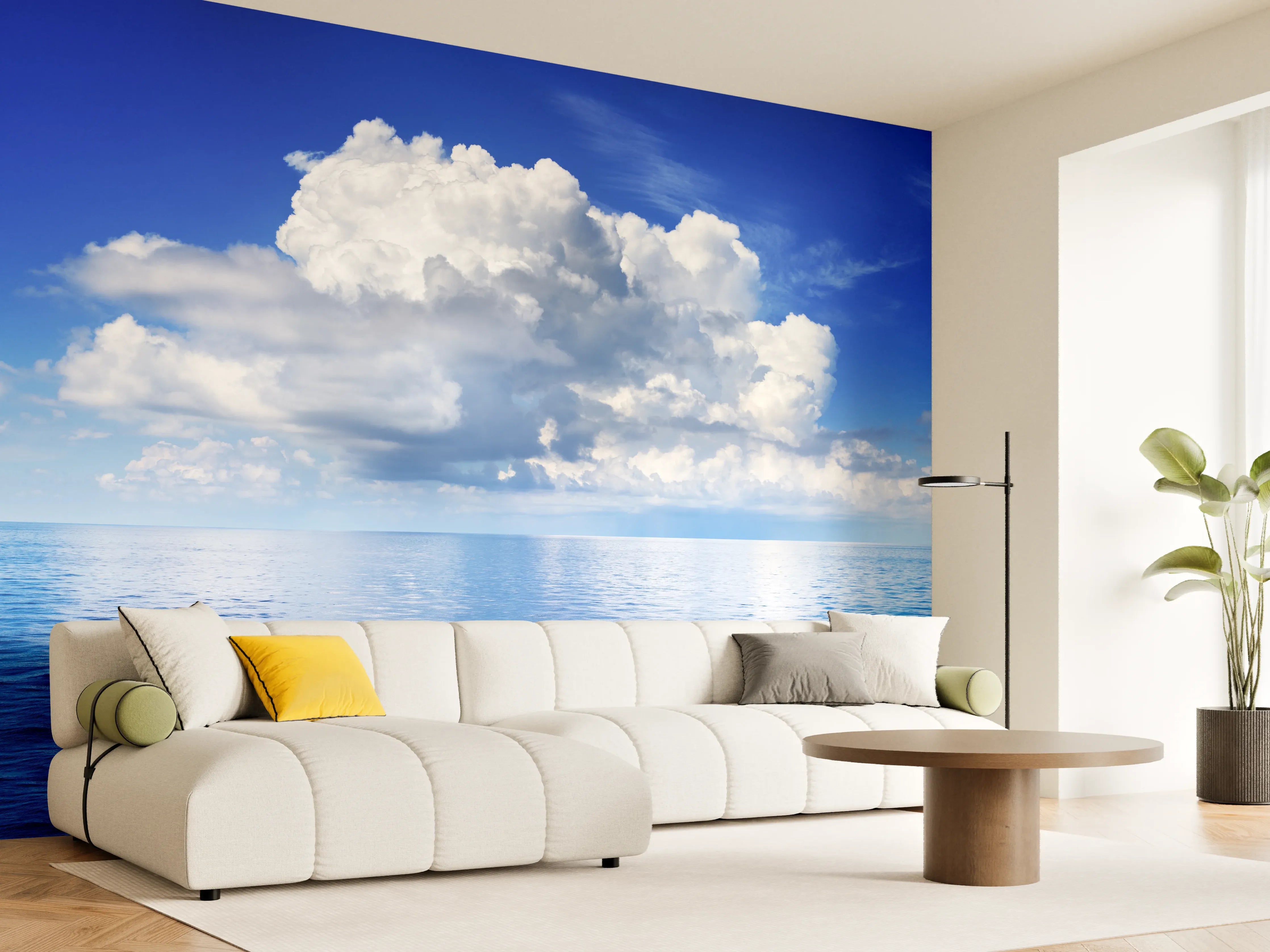 Wandverkleidung Wohnzimmer - Wolkenkulisse über dem Ozean