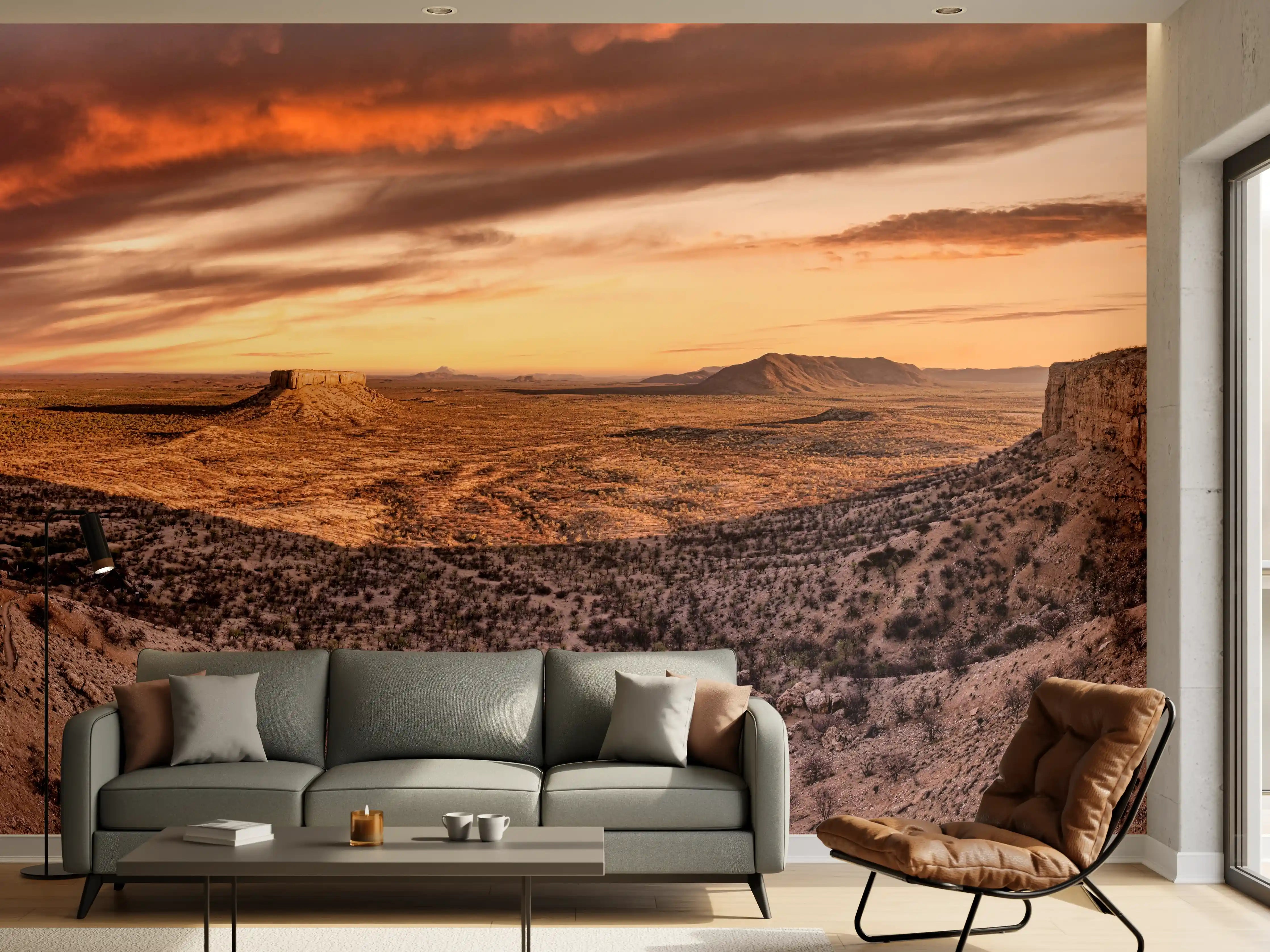 Wandverkleidung Wohnzimmer - Wüstenblick auf Vingerklip Lodge - Nambia Damaraland