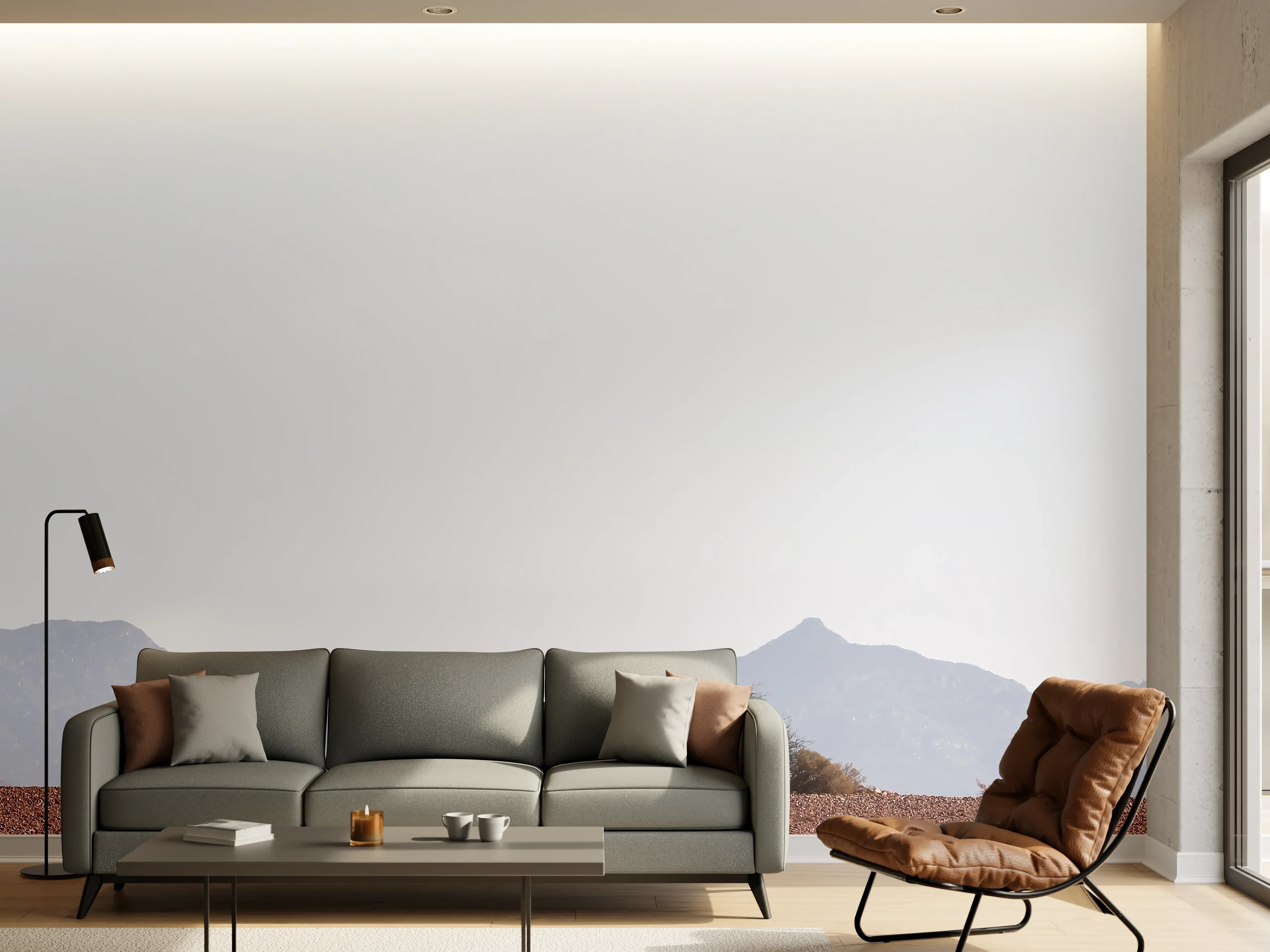 Wandverkleidung Wohnzimmer - Wüstenlandschaft mit einzelner Baum