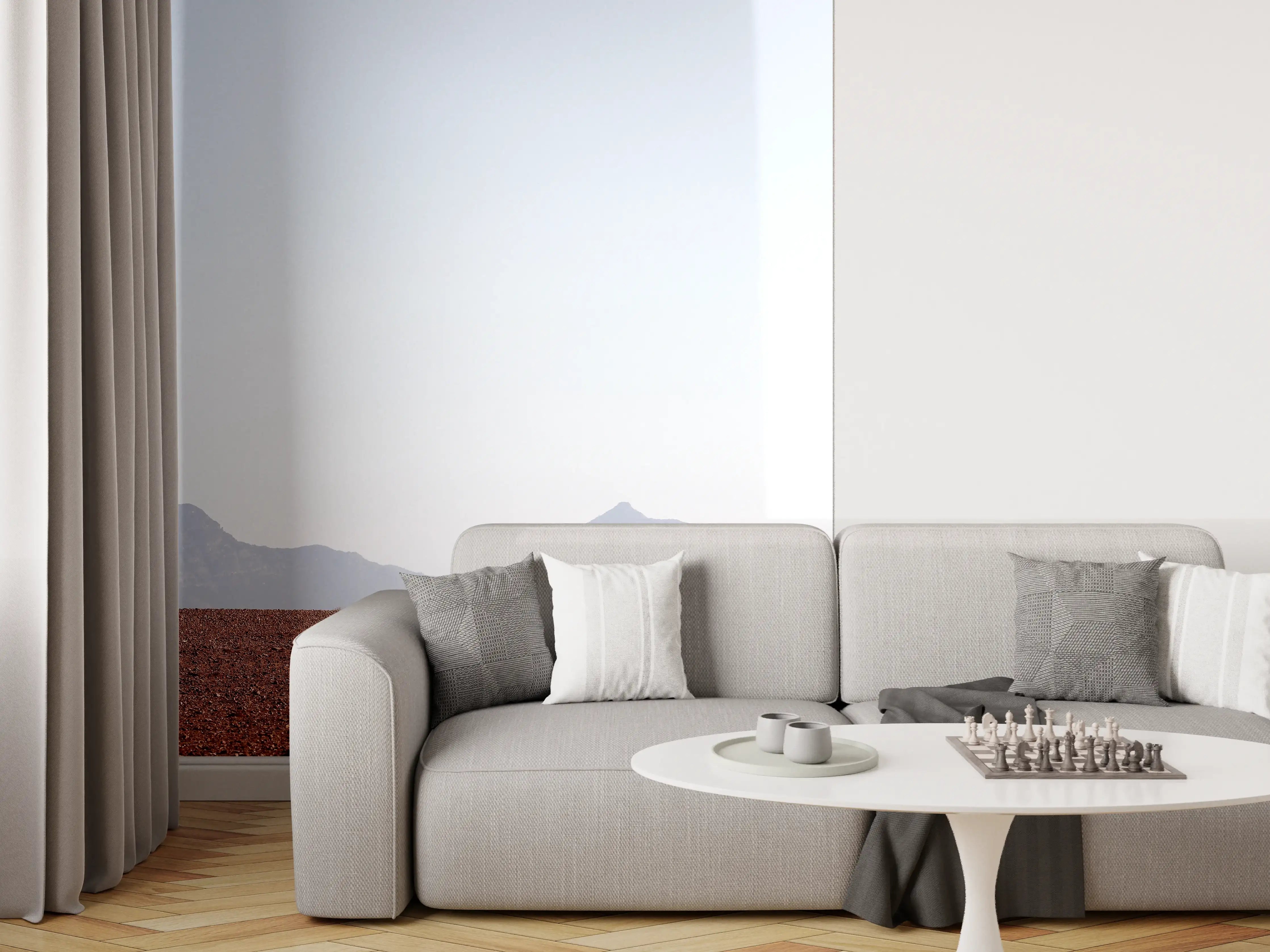 Wandverkleidung Wohnzimmer - Wüstenlandschaft mit einzelner Baum