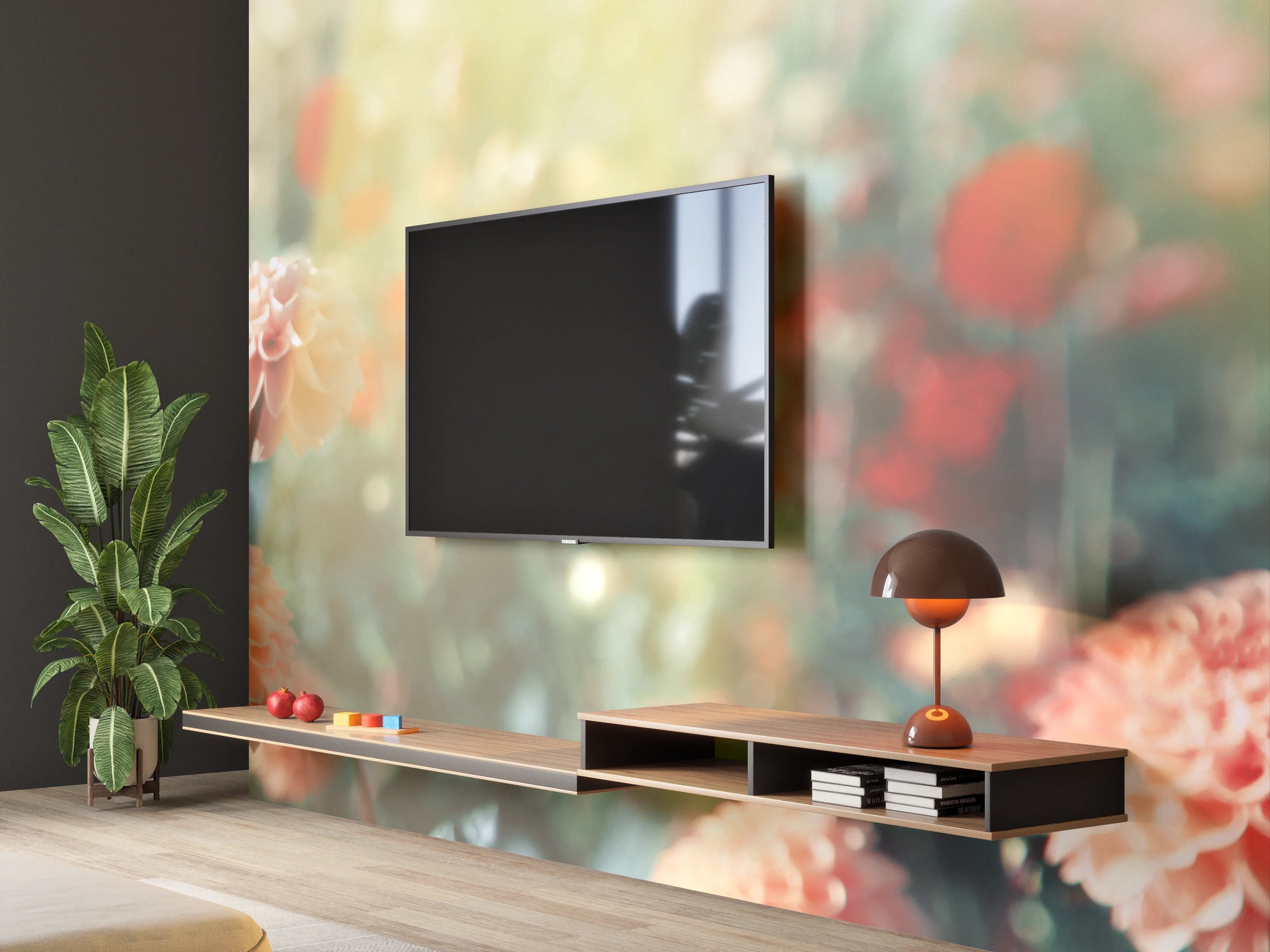 Wandverkleidung Wohnzimmer - Wunderschöne Blumen im Sommer