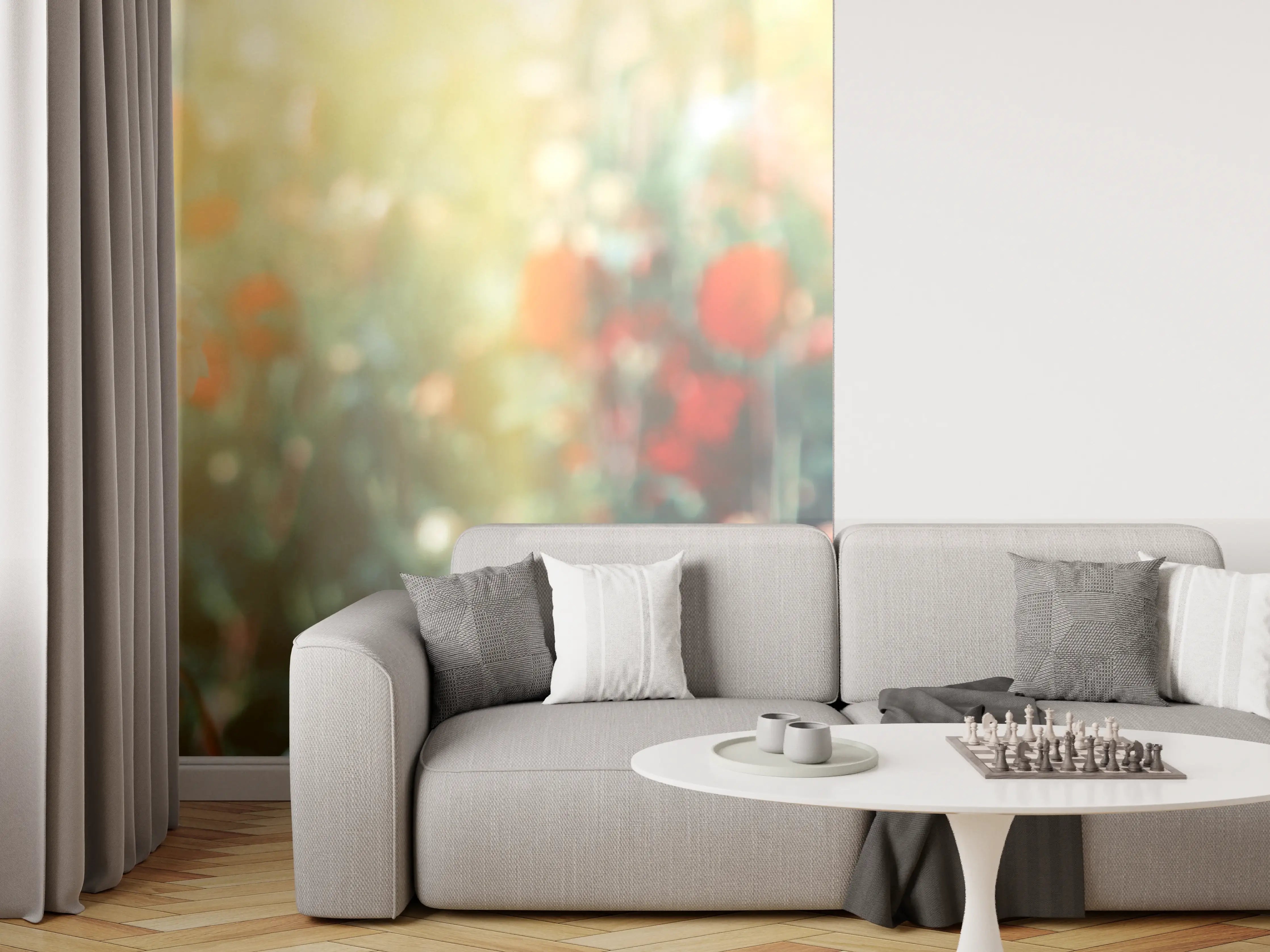 Wandverkleidung Wohnzimmer - Wunderschöne Blumen im Sommer
