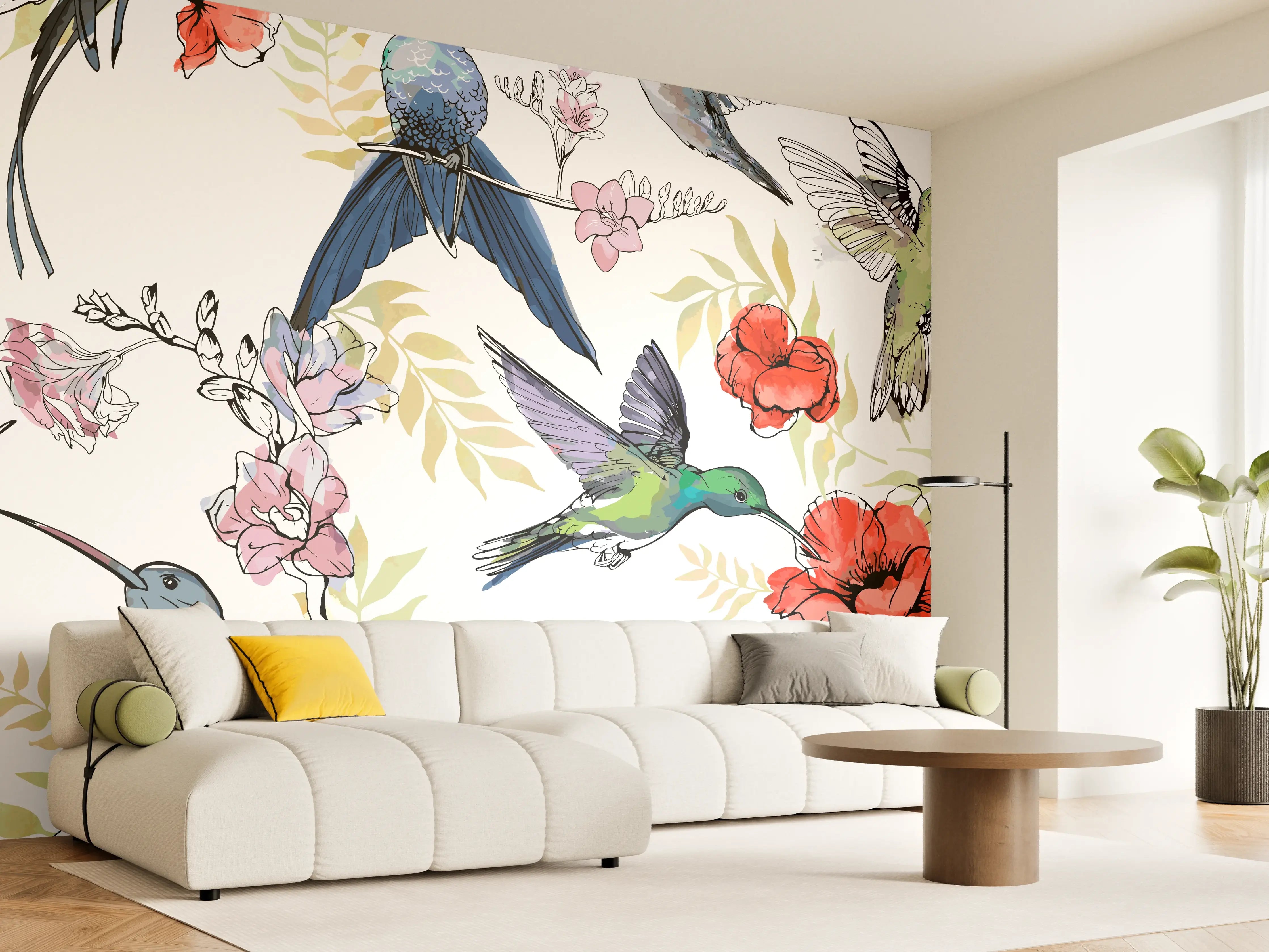 Wandverkleidung Wohnzimmer - Wunderschöne Kolibris