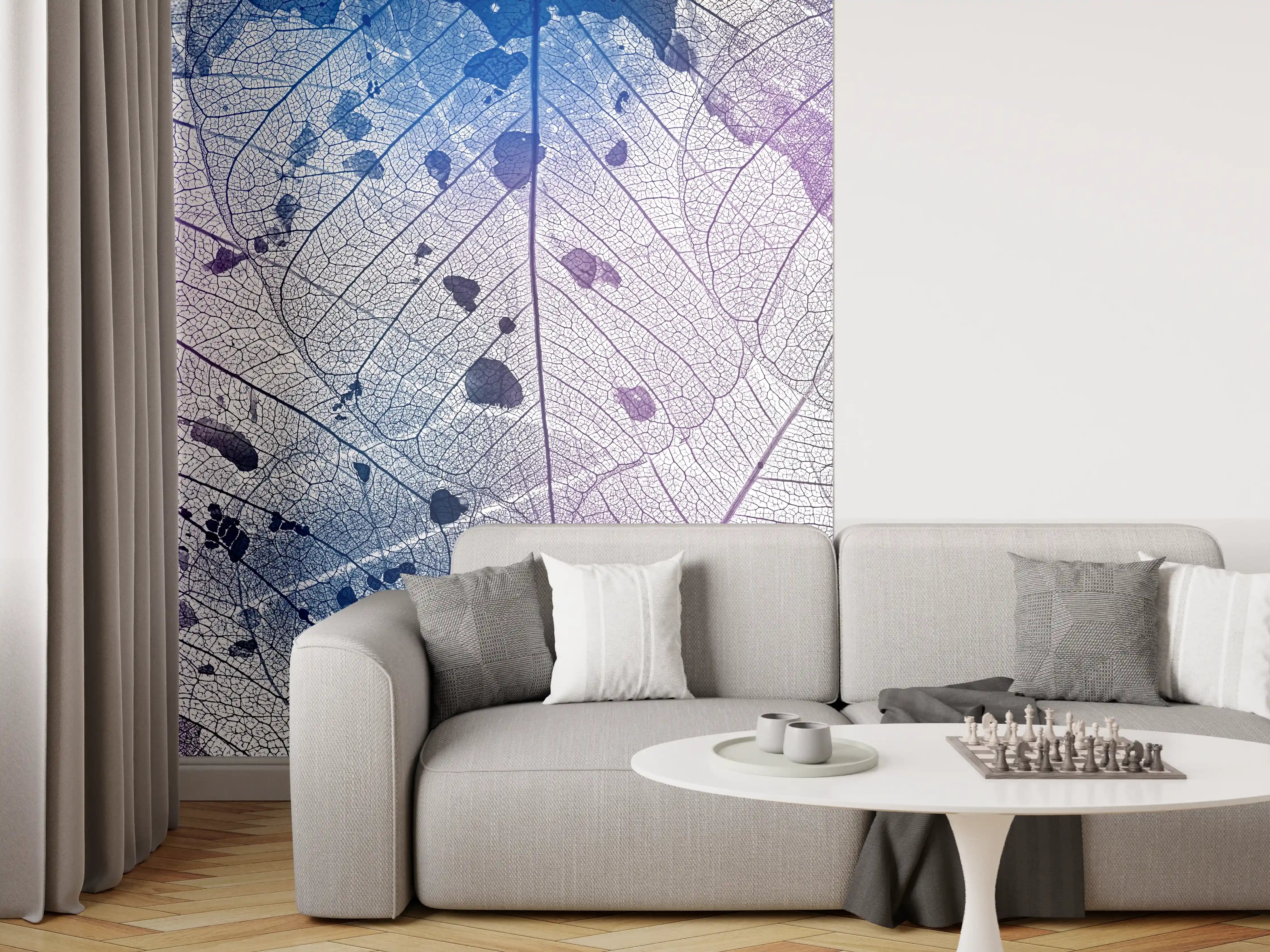 Wandverkleidung Wohnzimmer - Wunderschöne Naturaufnahme mit blauen und violetten Farbtönen