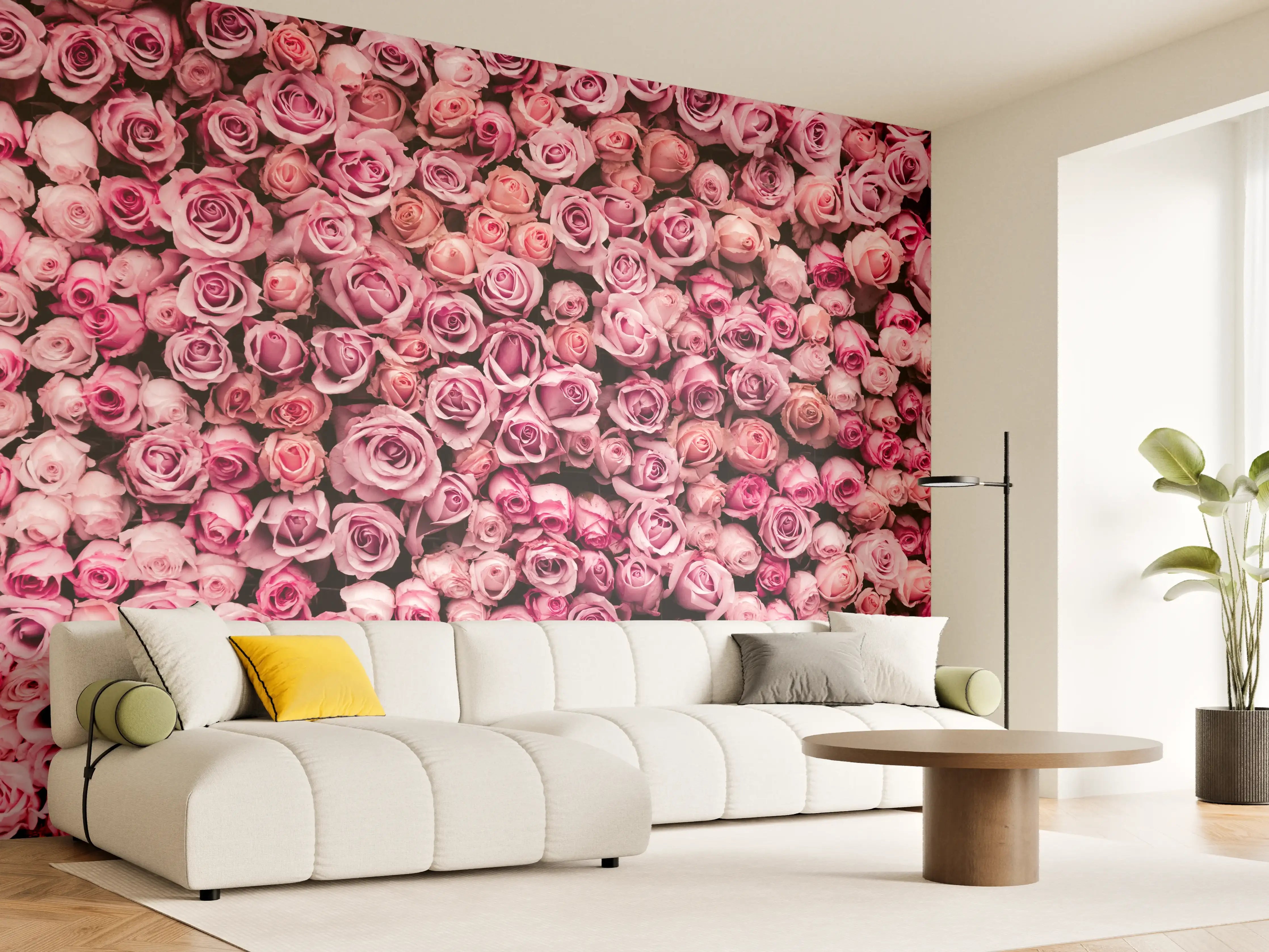 Wandverkleidung Wohnzimmer - Wunderschöne rosa Rosenwarteschale